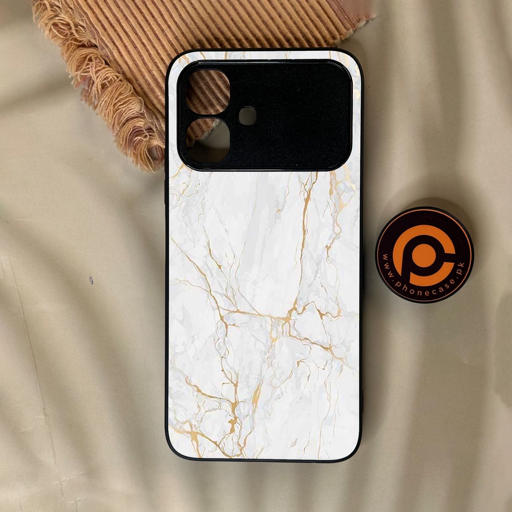Infinix Smart 20 - White Design 8 - Premium Metal Printed Soft Bumper Shock Proof Case