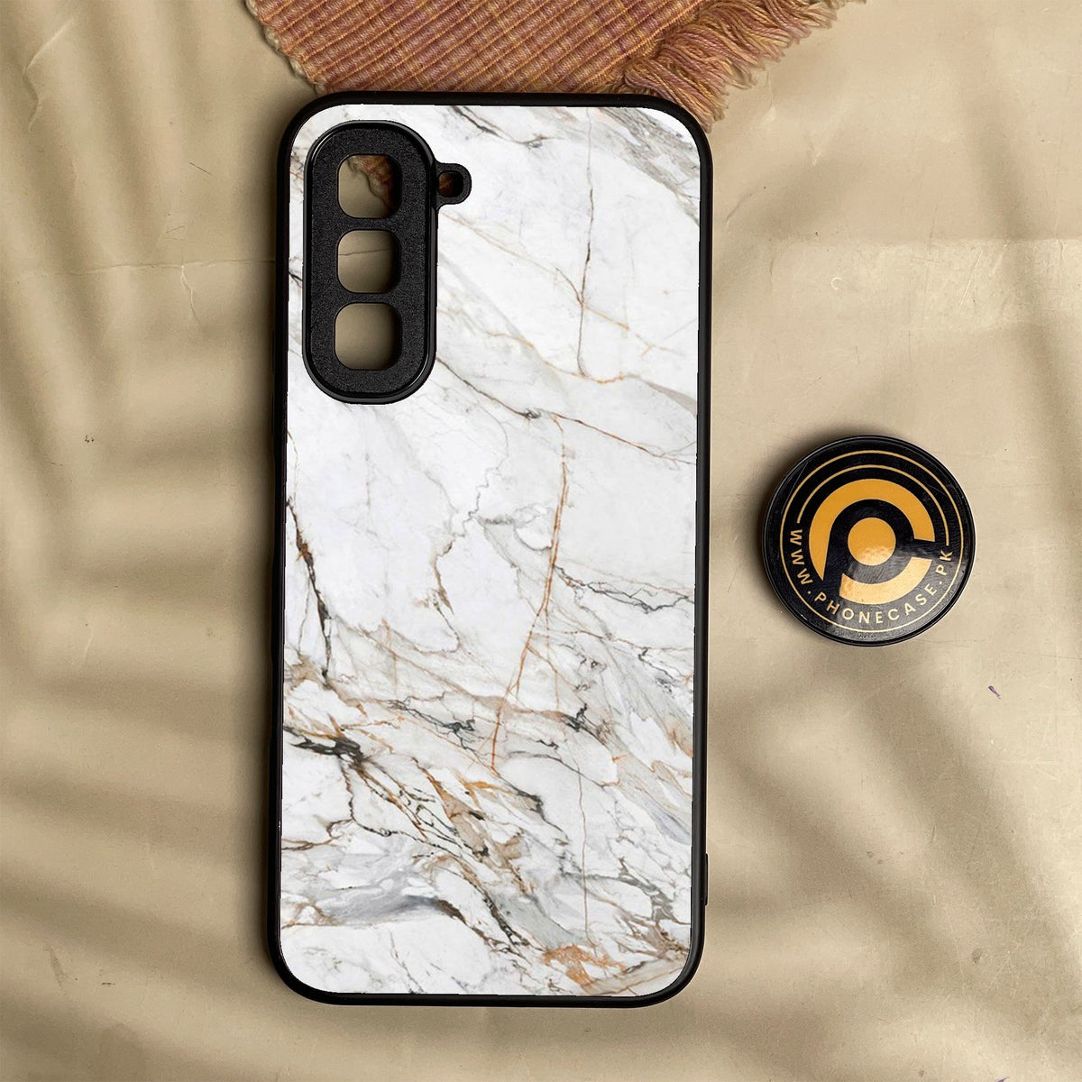 Infinix Hot 70 - White Design 6 - Premium Metal Printed Soft Bumper Shock Proof Case