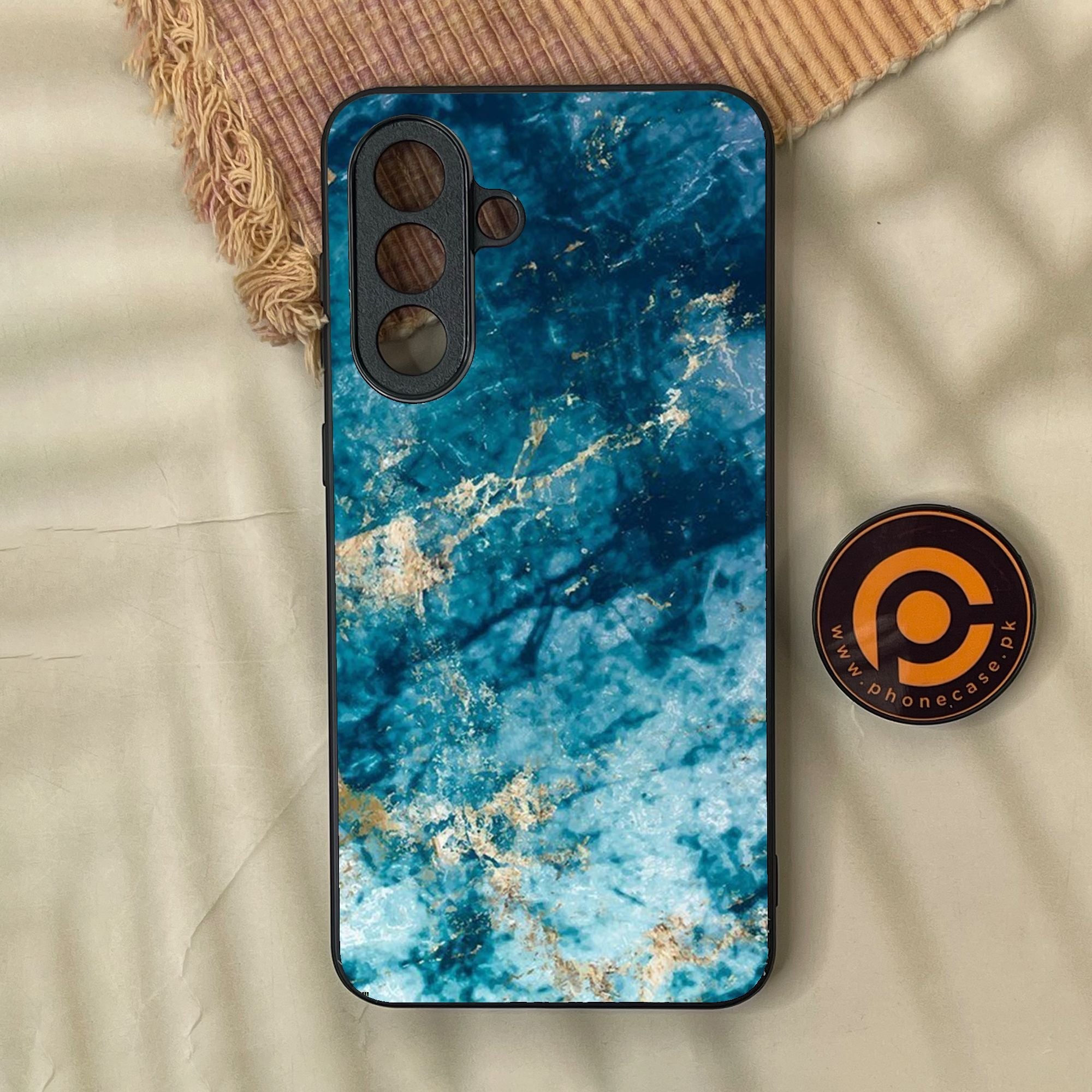 Samsung Galaxy A57 - Blue Marble Design 4 - Premium Metal Printed Soft Bumper Shock Proof Case