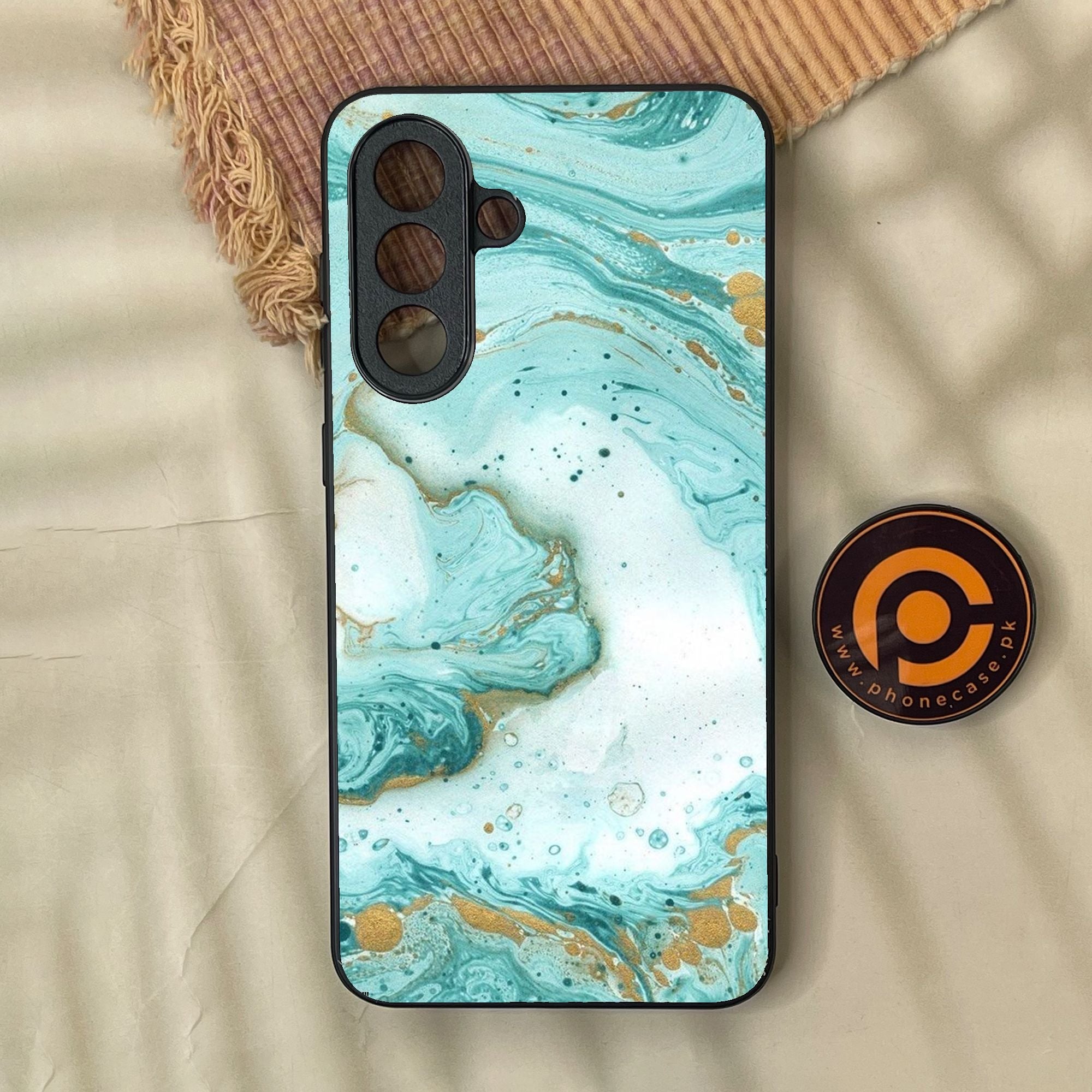 Samsung Galaxy A57 - Aqua Blue Marble Design - Premium Metal Printed Soft Bumper Shock Proof Case