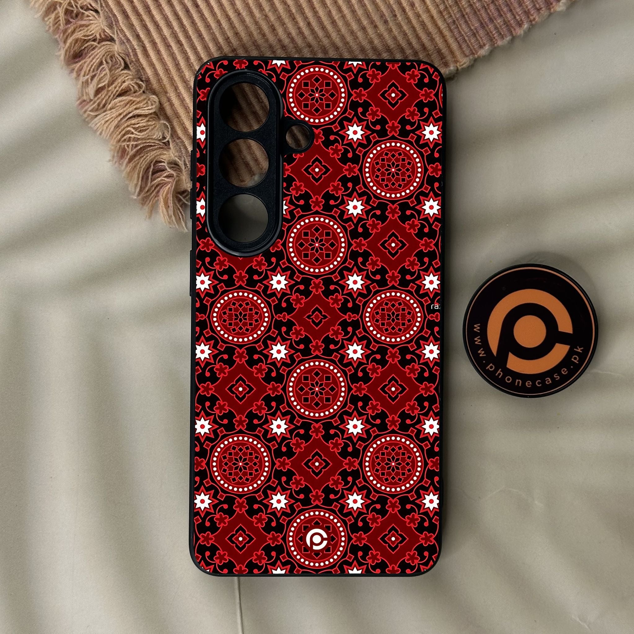 Galaxy S26 - Ajrak Design 6 - Premium Metal Printed Soft Bumper Shock Proof Case