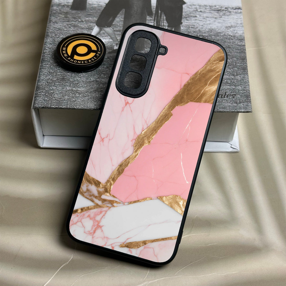 Infinix Hot 70 - Pink Marble 2.0 Design 2 - Premium Metal Printed Soft Bumper Shock Proof Case