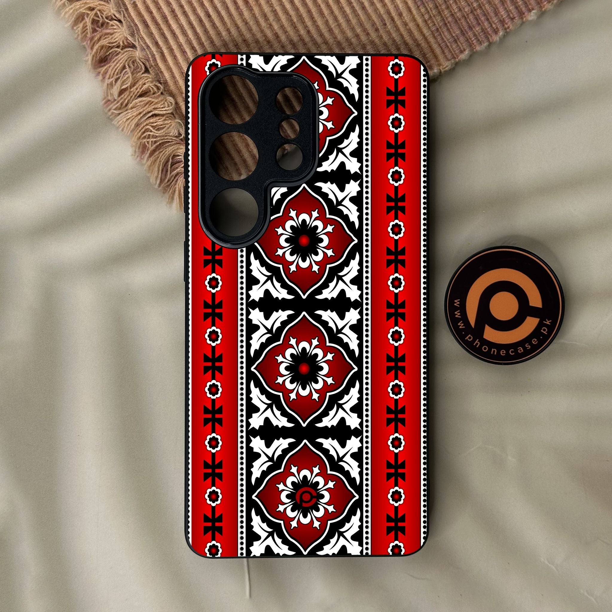 Galaxy S26 Ultra - Ajrak Design 1 - Premium Metal Printed Soft Bumper Shock Proof Case