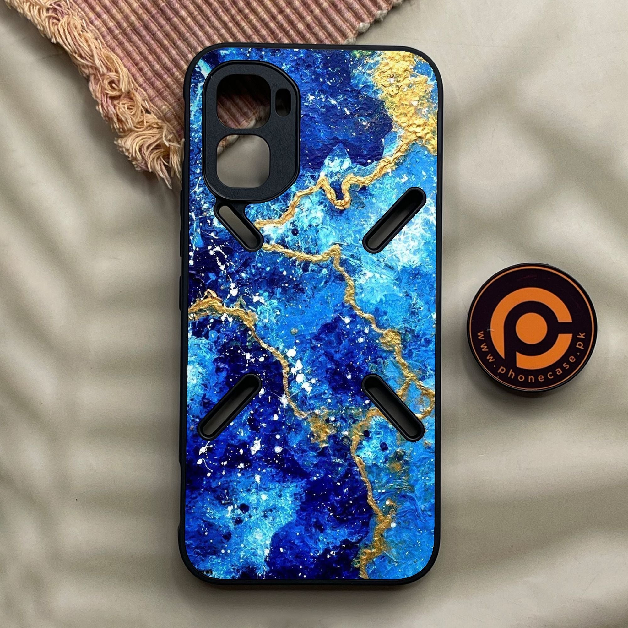 Infinix GT 50 Pro - Blue 2.0 Design 4 - Premium Metal Printed Soft Bumper Shock Proof Case