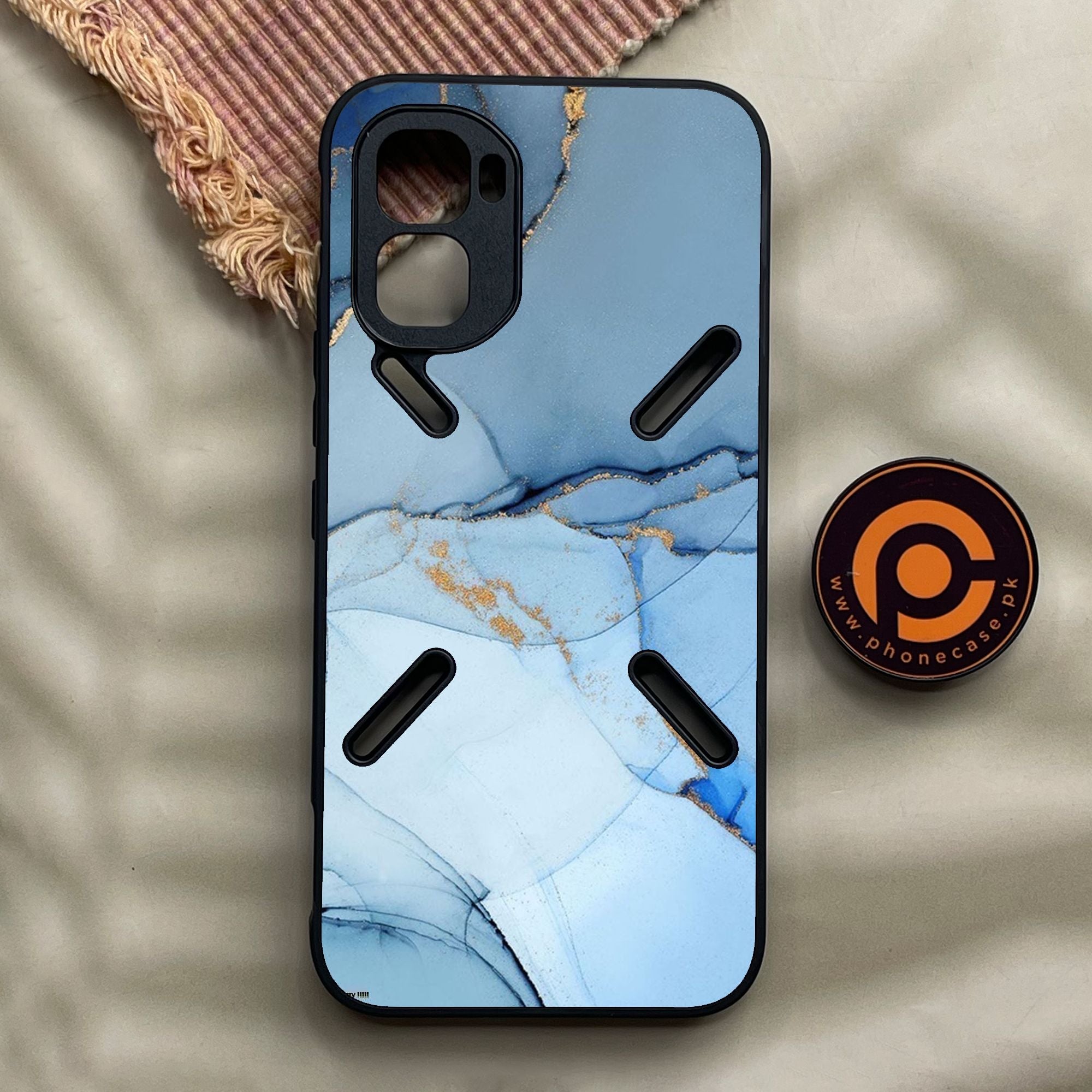 Infinix GT 50 Pro - Blue Marble Design 8 - Premium Metal Printed Soft Bumper Shock Proof Case