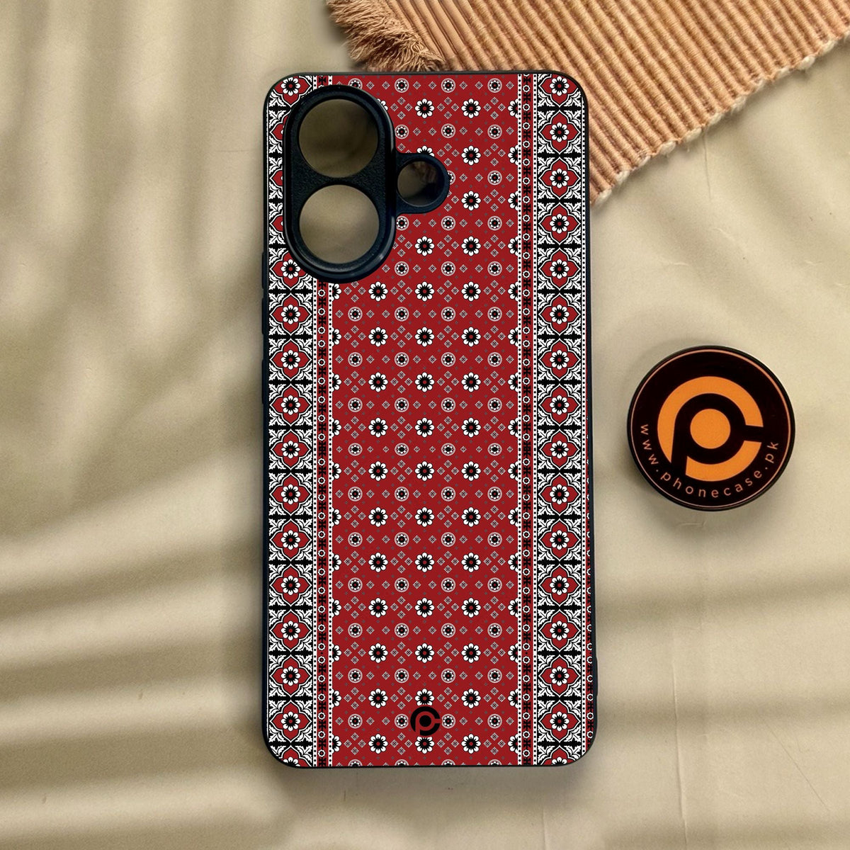 Vivo V60 Lite  - Ajrak Design 12 - Premium Metal Printed Soft Bumper Shock Proof Case