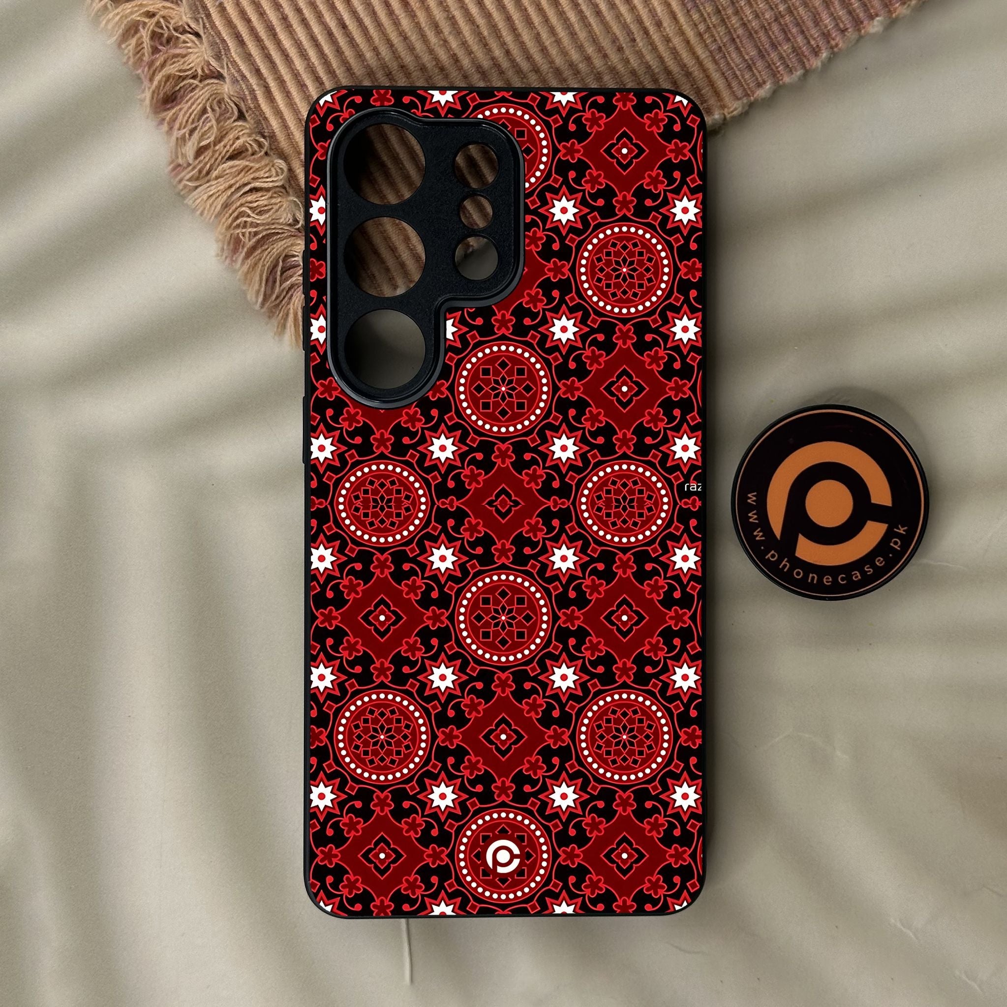 Galaxy S26 Ultra - Ajrak Design 6 - Premium Metal Printed Soft Bumper Shock Proof Case