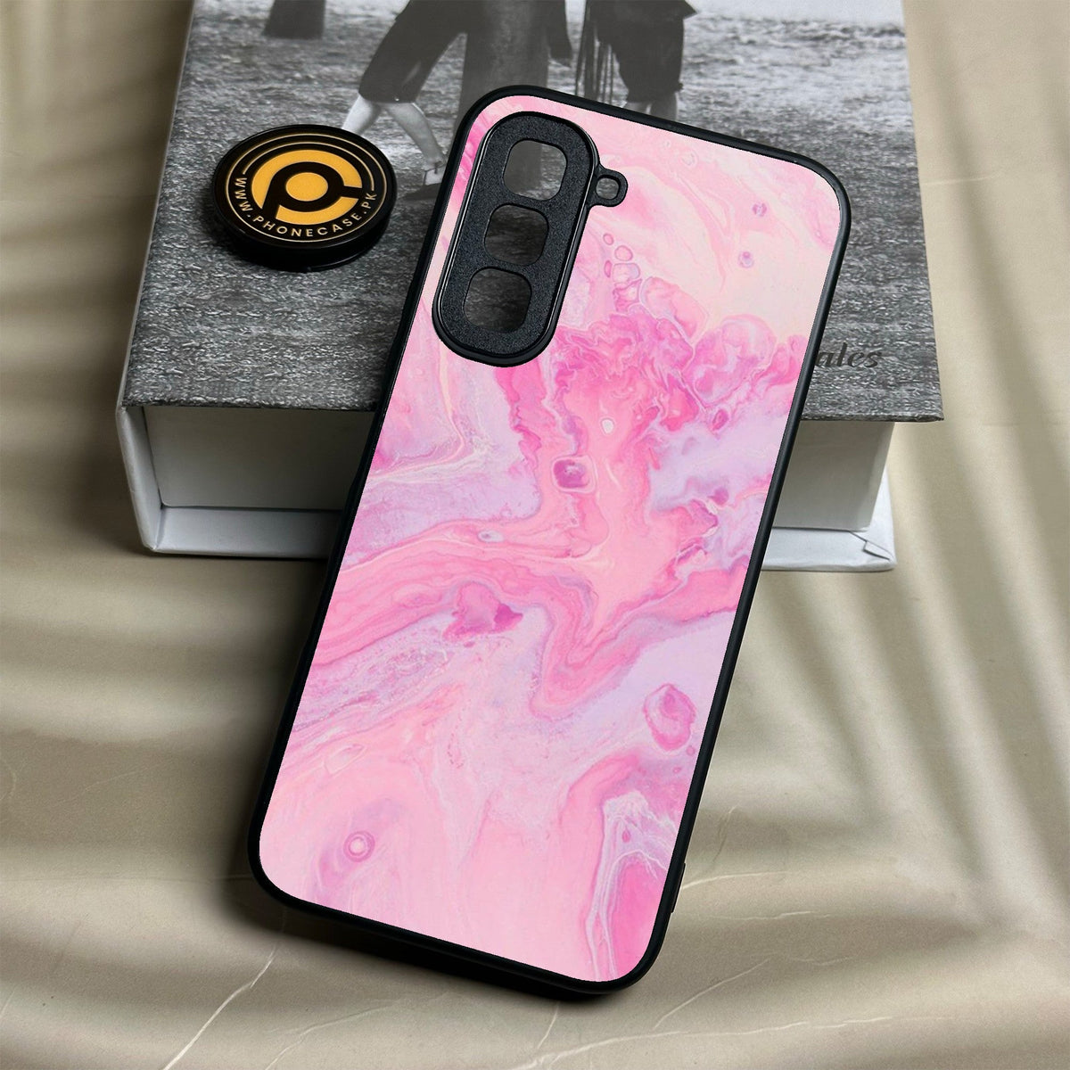 Infinix Hot 70 - Pink Design 6 - Premium Metal Printed Soft Bumper Shock Proof Case
