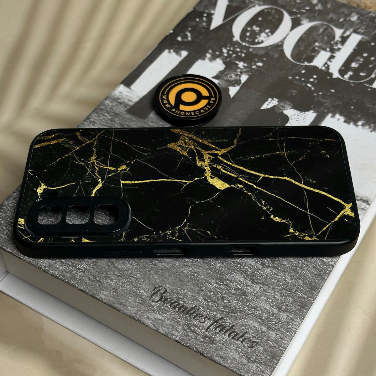 Infinix Hot 70 - Black Marble Design 3 - Premium Metal Printed Soft Bumper Shock Proof Case