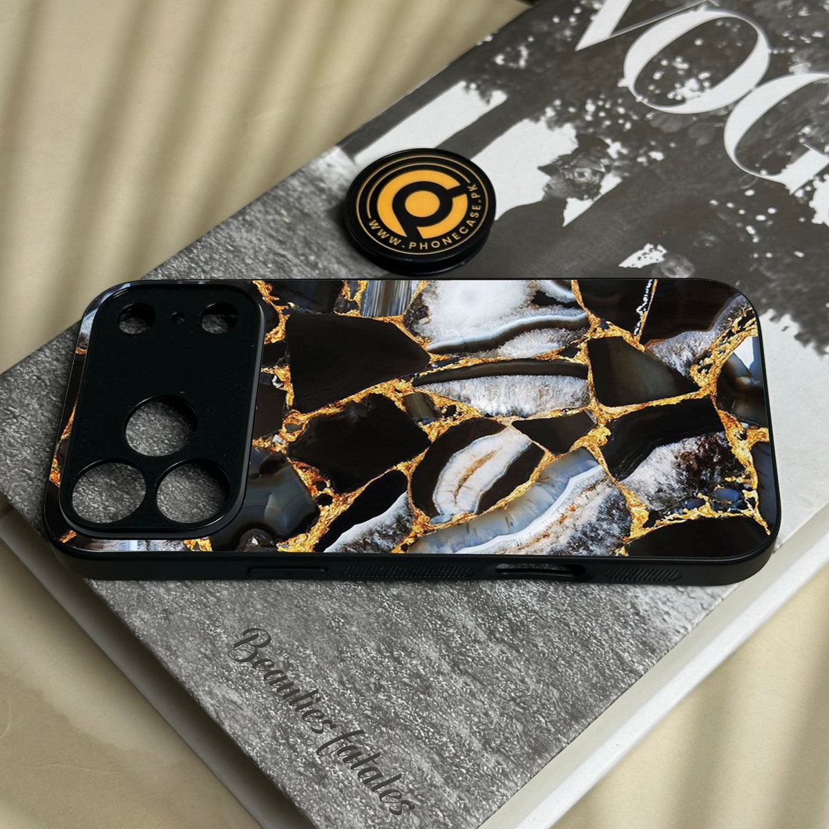 Iphone 18 Pro - Black Marble Design 5 - Premium Metal Printed Soft Bumper Shock Proof Case