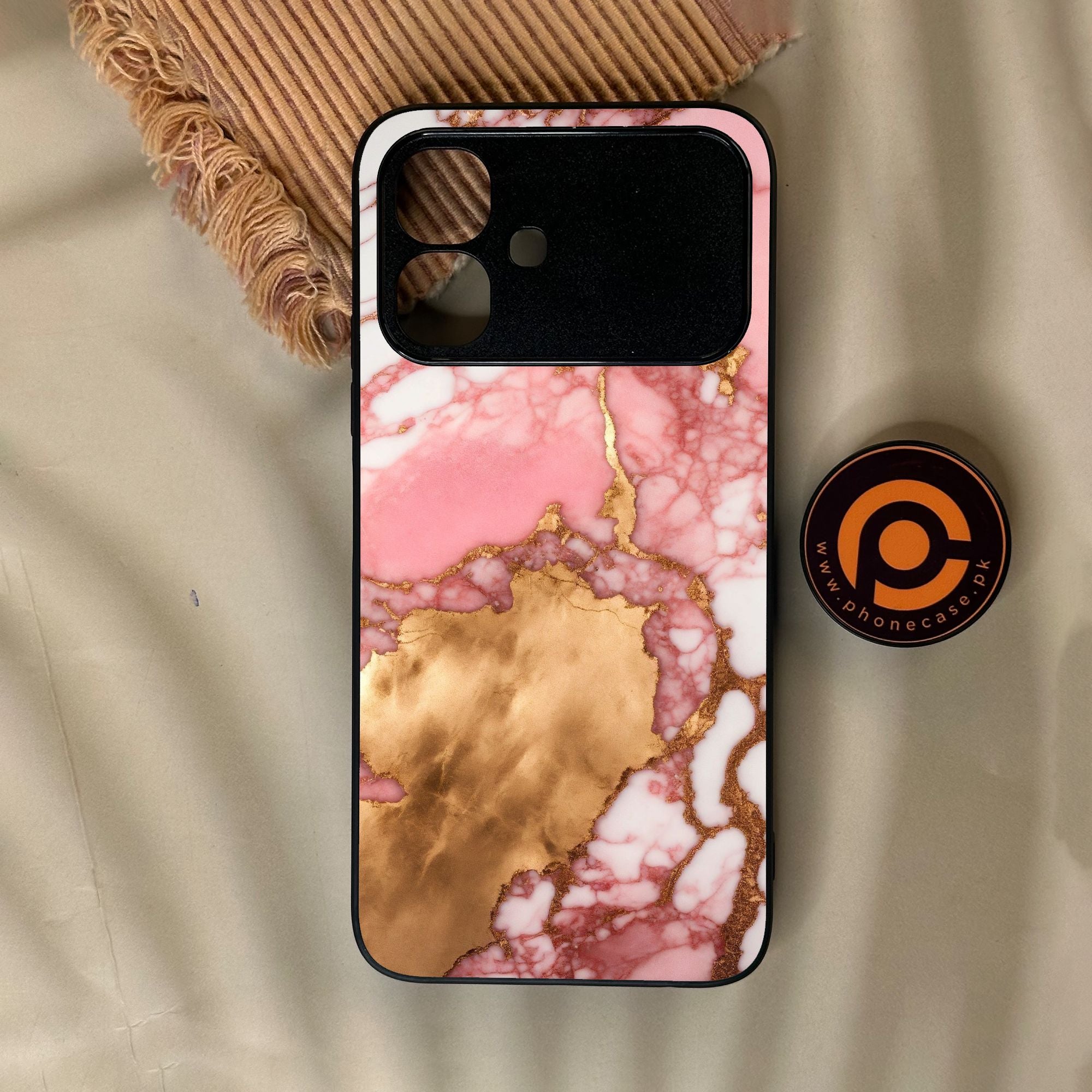 Infinix Smart 20 - Pink Marble 2.0 Design 7 - Premium Metal Printed Soft Bumper Shock Proof Case