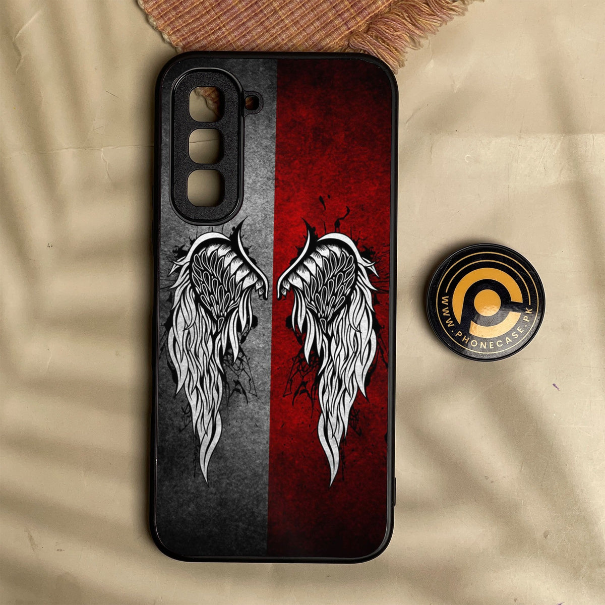 Infinix Hot 70 - Angel Wings Design 2 - Premium Metal Printed Soft Bumper Shock Proof Case