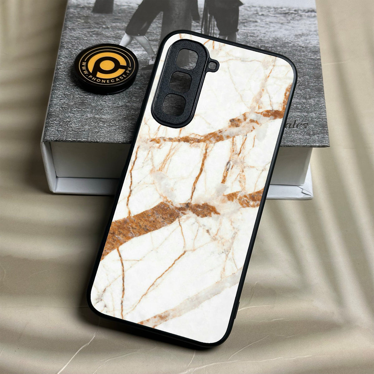 Infinix Hot 70 - White Design 4 - Premium Metal Printed Soft Bumper Shock Proof Case