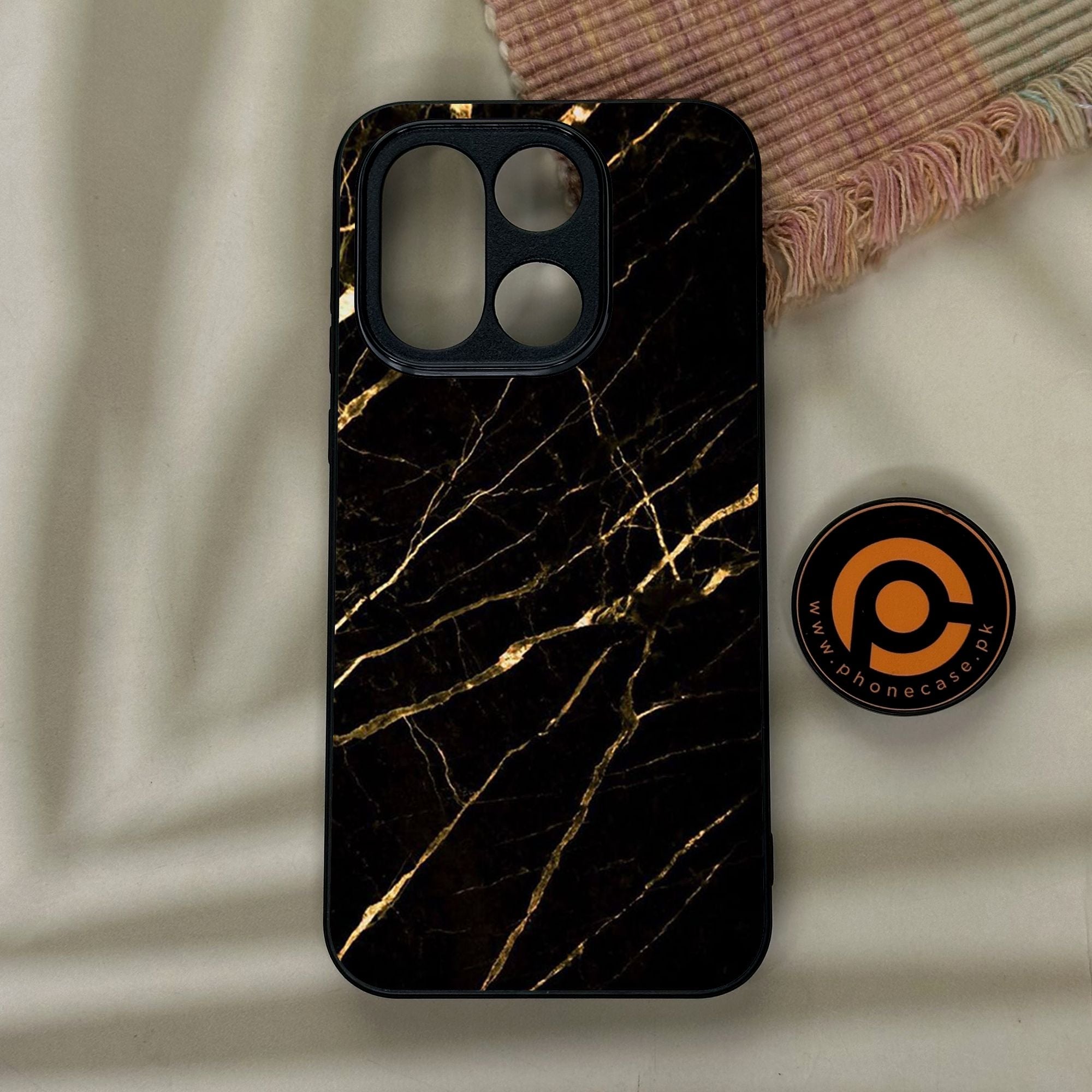 OnePlus 15 - Black Marble Design 7 - Premium Metal Printed Soft Bumper Shock Proof Case