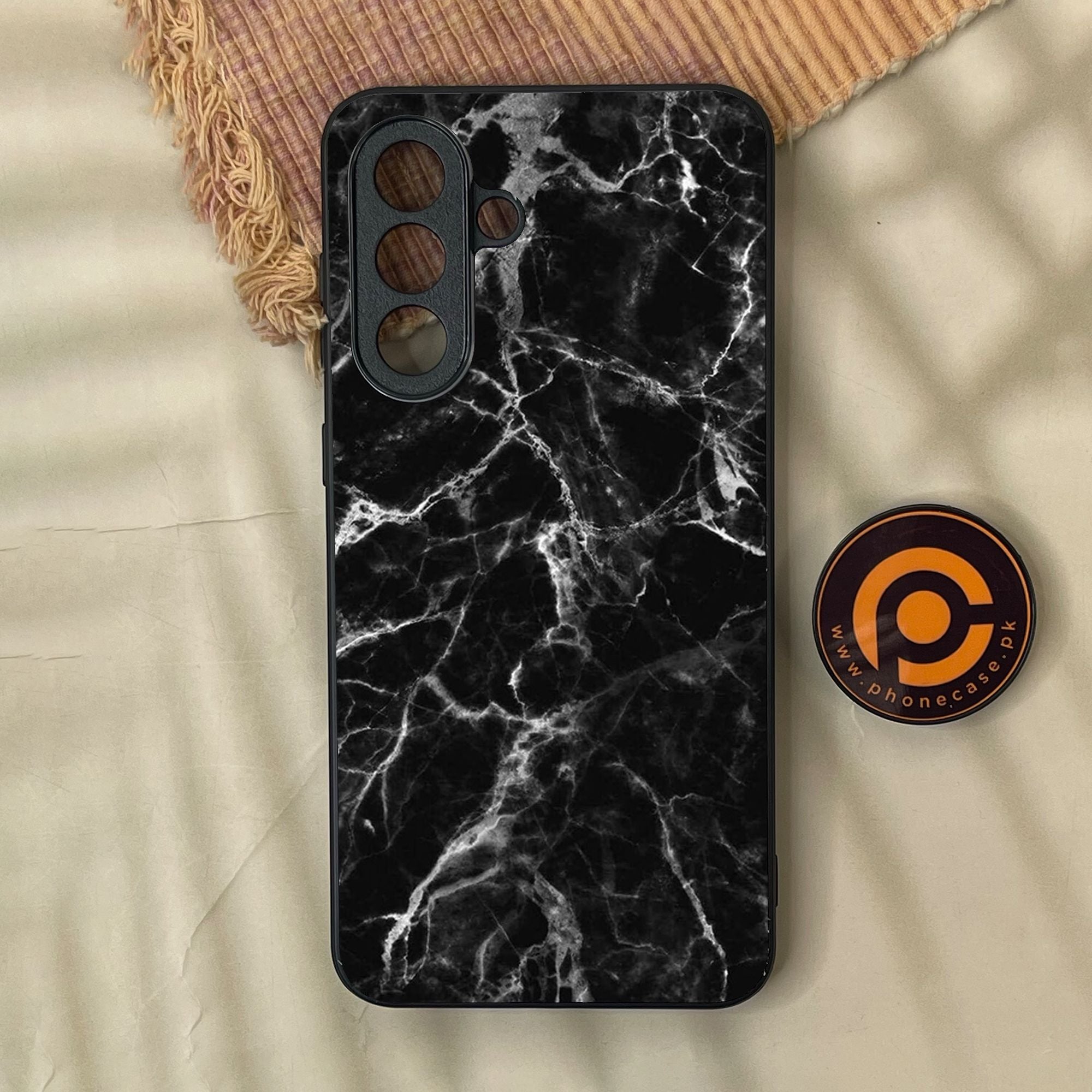 Samsung Galaxy A57 - Black Marble Design 4 - Premium Metal Printed Soft Bumper Shock Proof Case