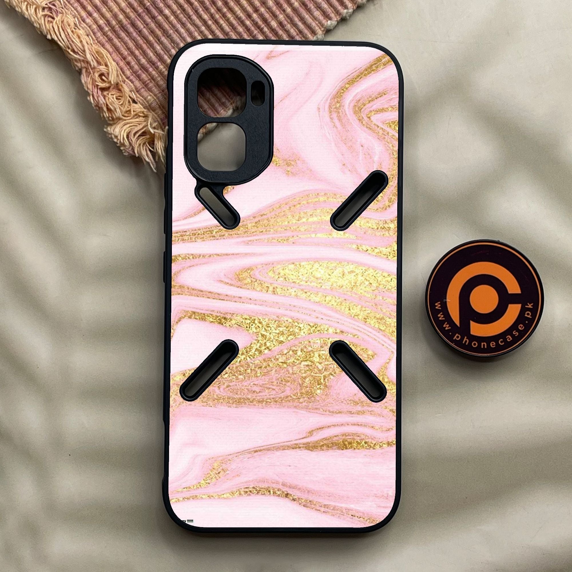 Infinix GT 50 Pro - Pink Design 10 - Premium Metal Printed Soft Bumper Shock Proof Case