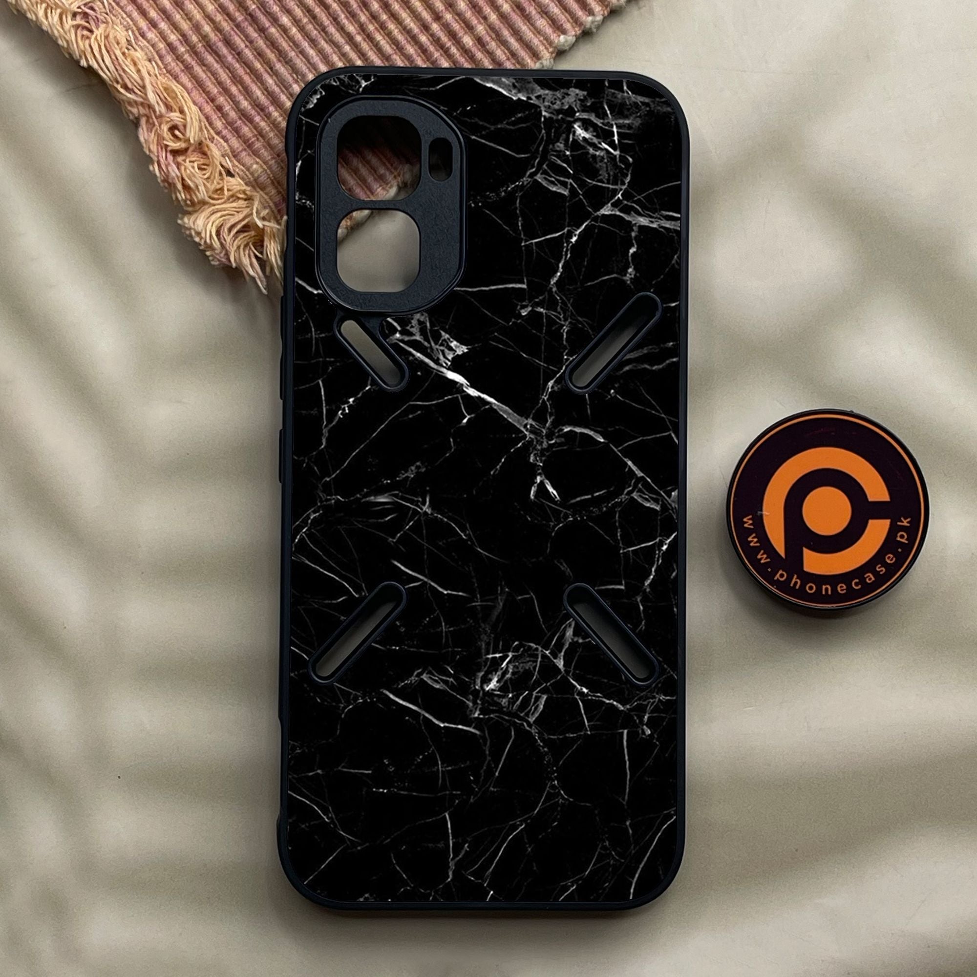 Infinix GT 50 Pro - Black Marble Design 1 - Premium Metal Printed Soft Bumper Shock Proof Case