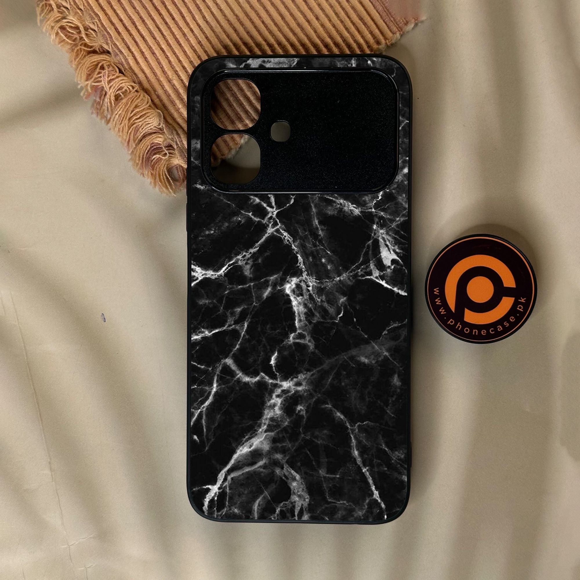 Infinix Smart 20 - Black Marble Design 4 - Premium Metal Printed Soft Bumper Shock Proof Case