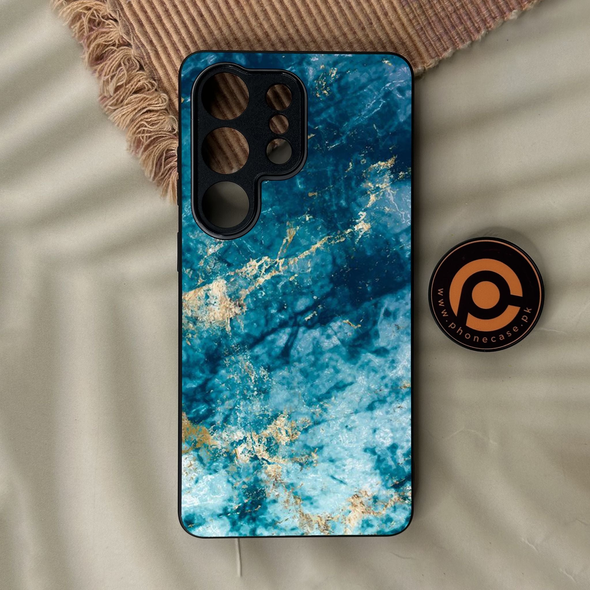 Galaxy S26 Ultra - Blue Marble Design 4 - Premium Metal Printed Soft Bumper Shock Proof Case