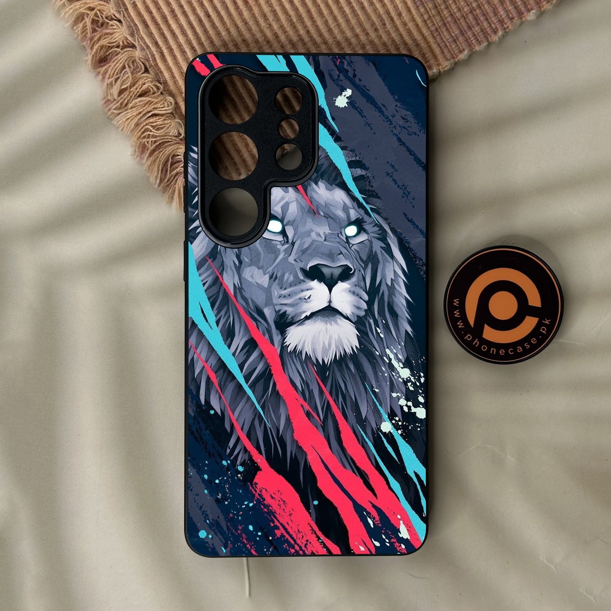 Galaxy S26 Ultra - Abstract Animated Lion - Premium Metal Printed Soft Bumper Shock Proof Case