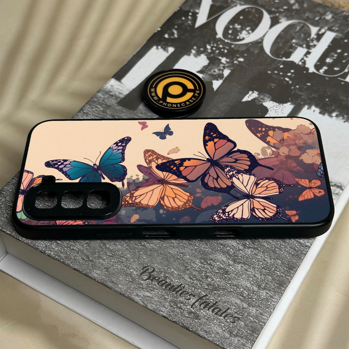 Infinix Hot 70 - Butterflies Design 6 - Premium Metal Printed Soft Bumper Shock Proof Case