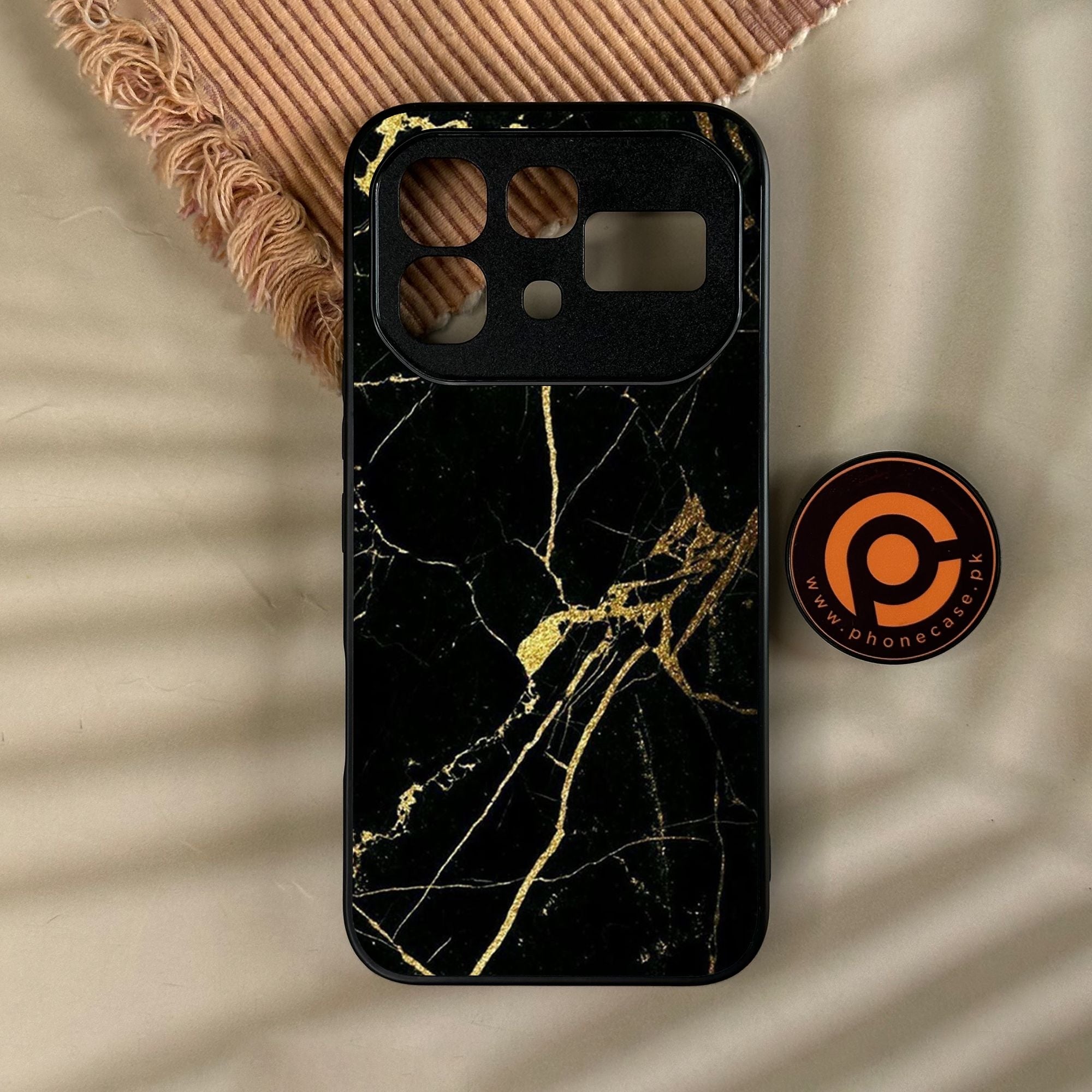 Infinix Note 60 - Black Marble Design 3 - Premium Metal Printed Soft Bumper Shock Proof Case