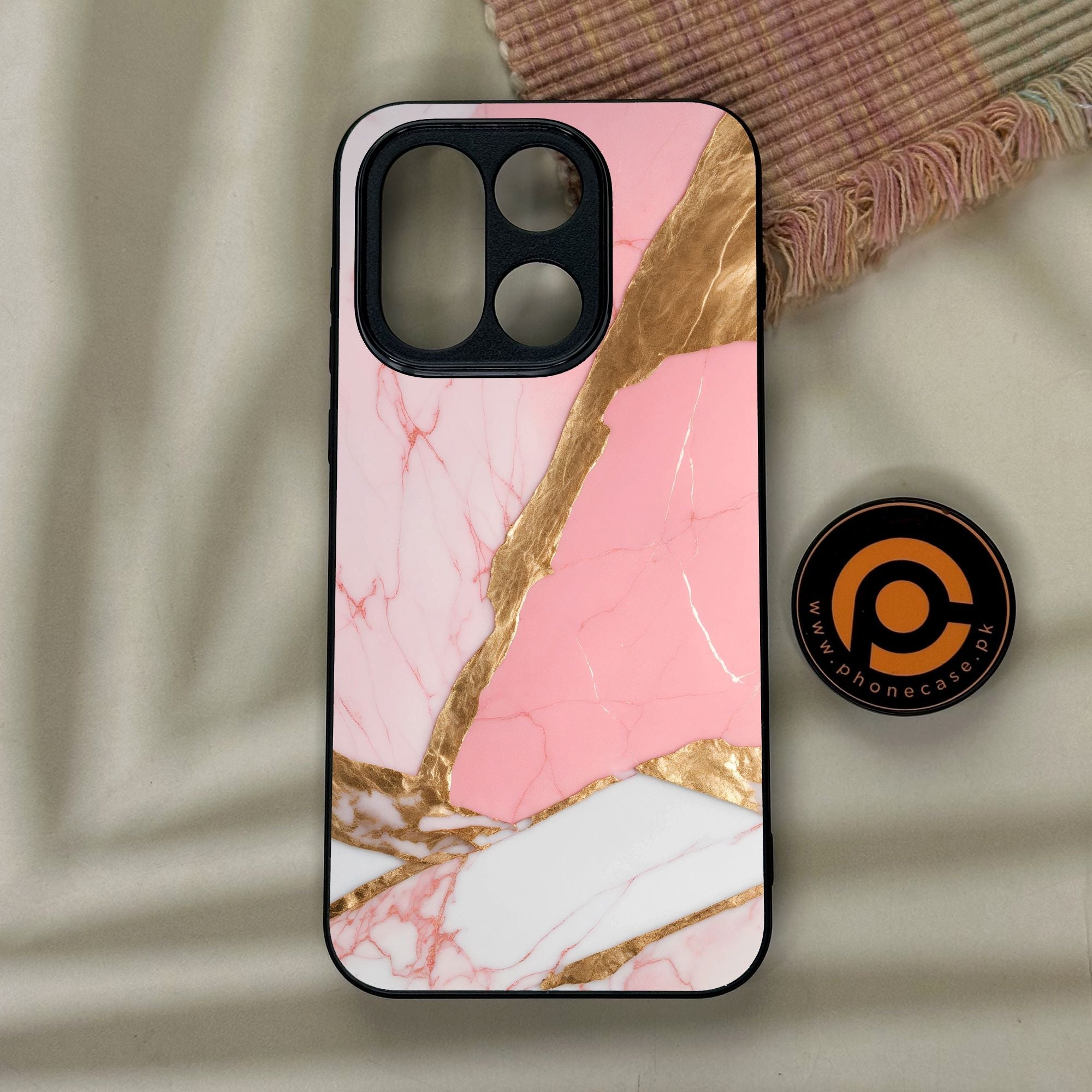 OnePlus 15 - Pink Marble 2.0 Design 2 - Premium Metal Printed Soft Bumper Shock Proof Case