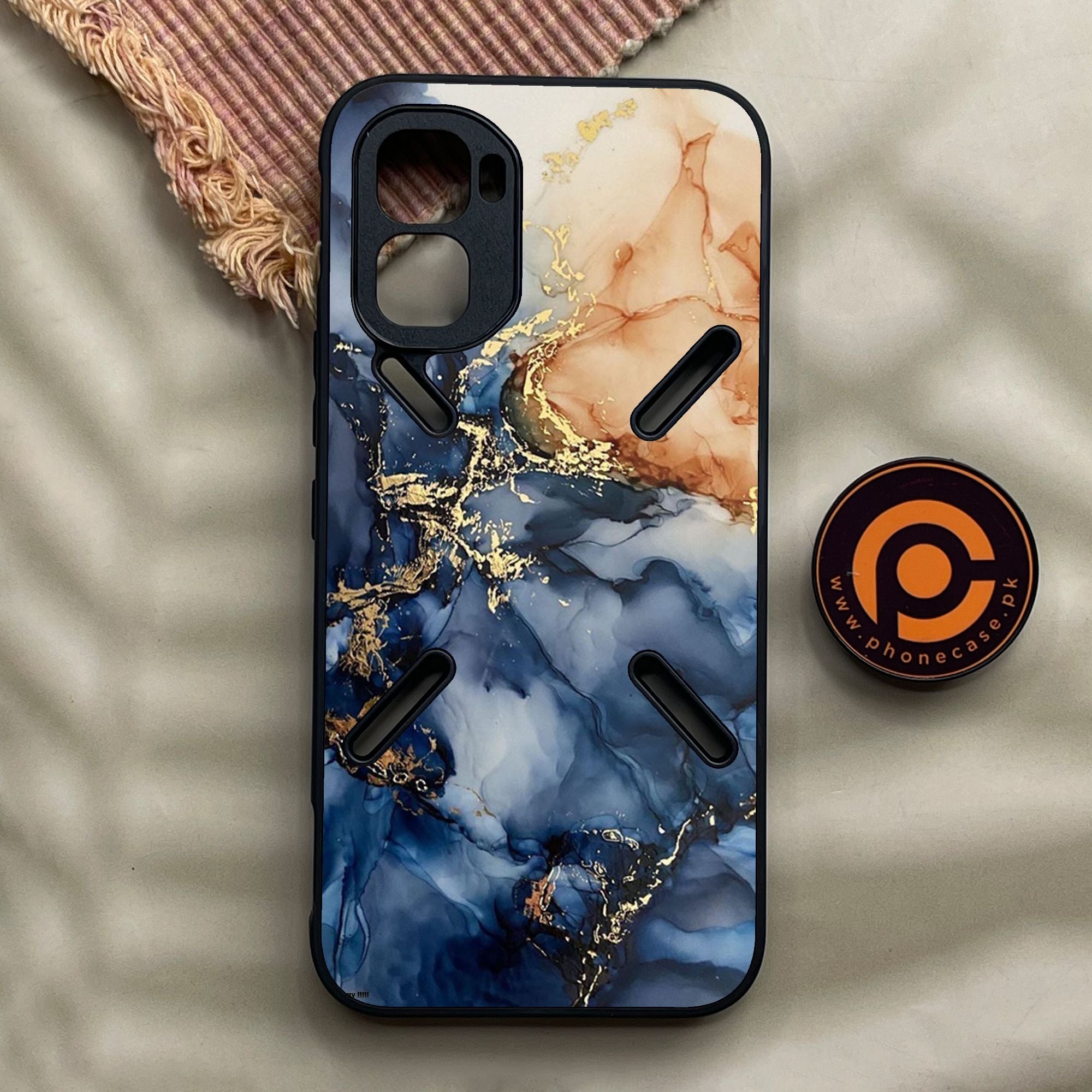 Infinix GT 50 Pro - Blue Marble Design 9 - Premium Metal Printed Soft Bumper Shock Proof Case