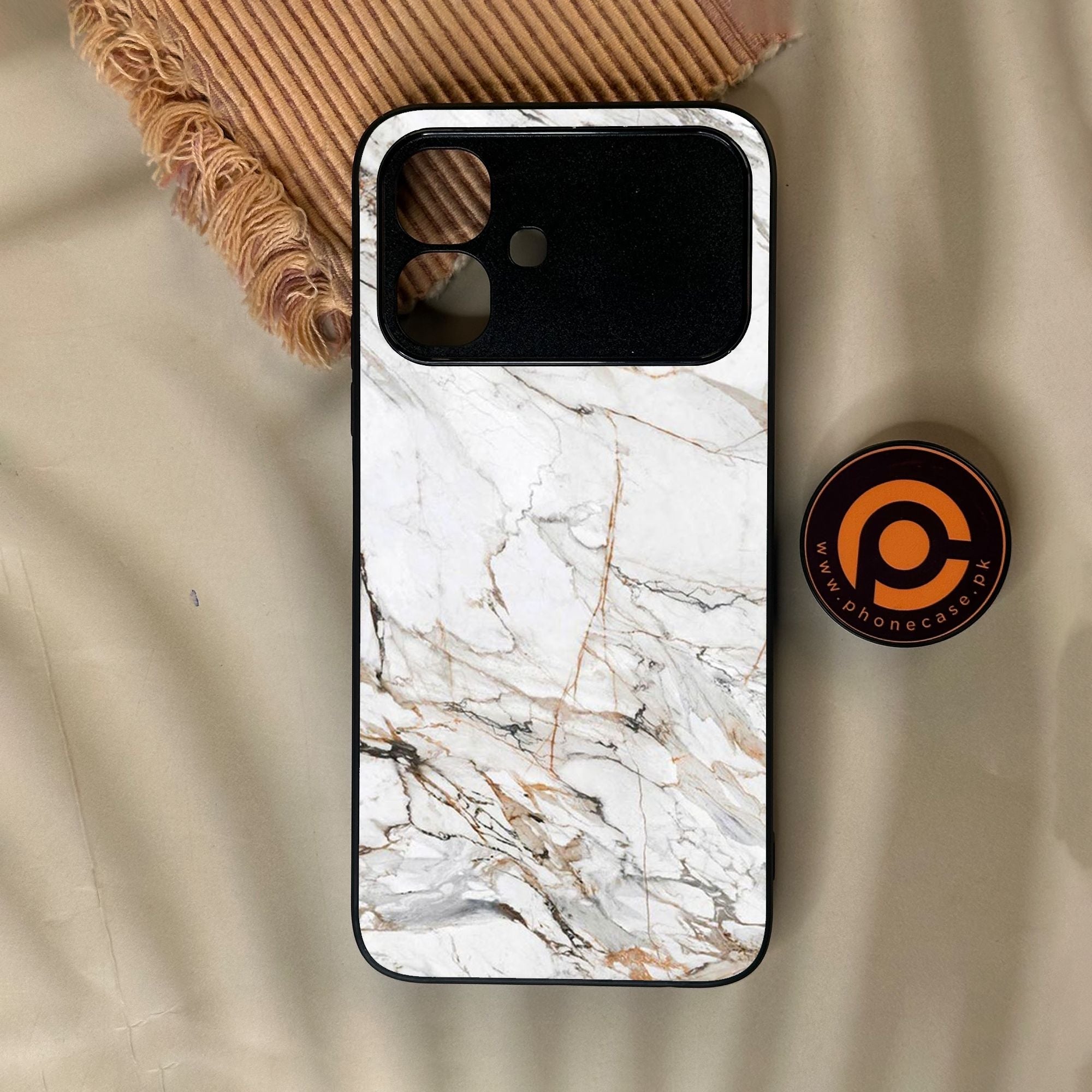 Infinix Smart 20 - White Design 6 - Premium Metal Printed Soft Bumper Shock Proof Case