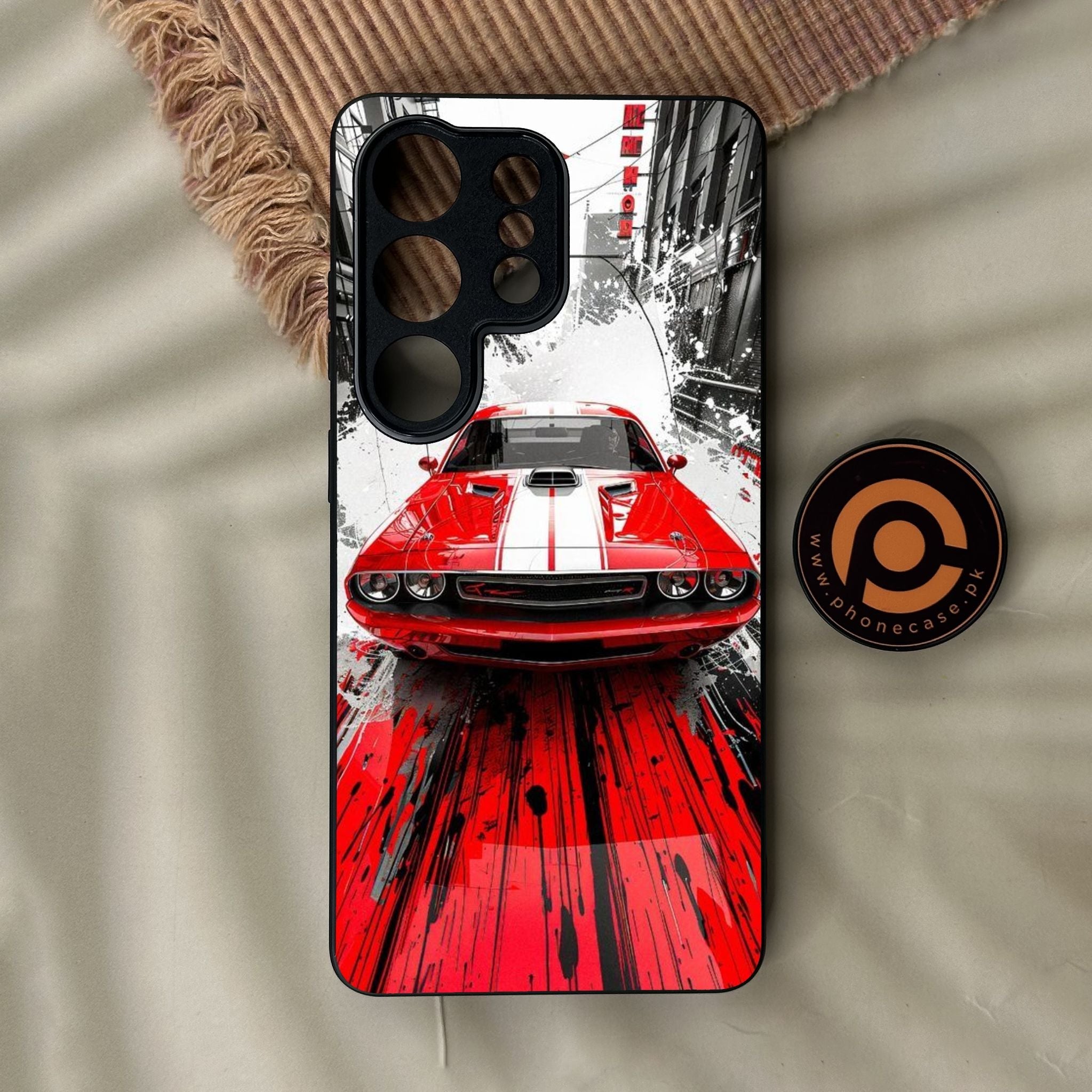Galaxy S26 Ultra - Red Muscle Car Thrill - Premium Metal Printed Soft Bumper Shock Proof Case