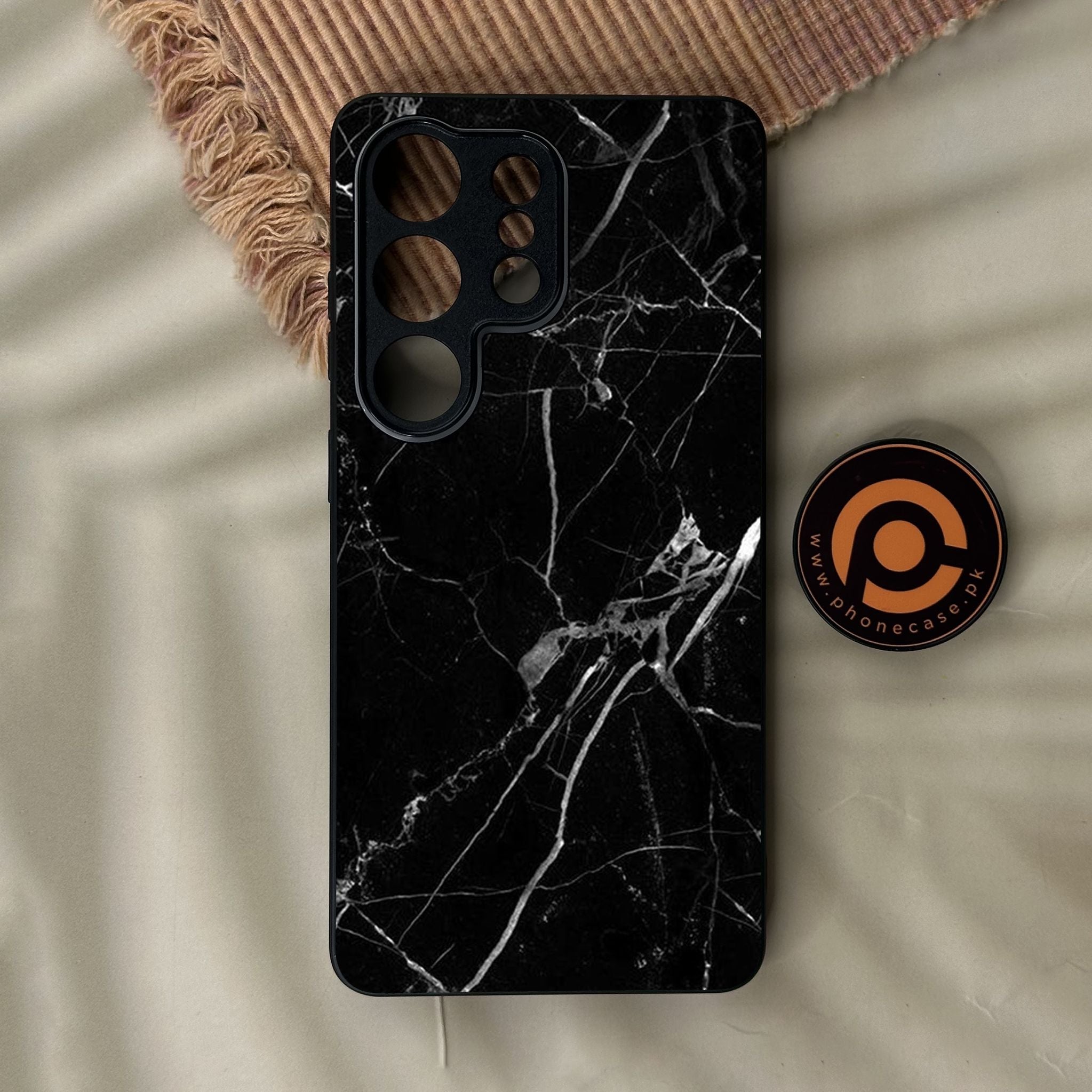 Galaxy S26 Ultra - Black Marble Design 2 - Premium Metal Printed Soft Bumper Shock Proof Case