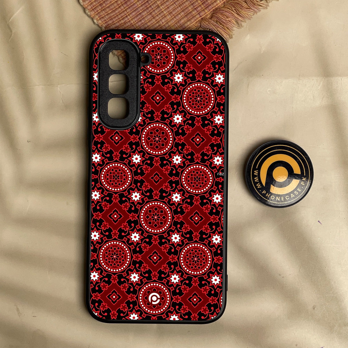 Infinix Hot 70 - Ajrak Design 6 - Premium Metal Printed Soft Bumper Shock Proof Case