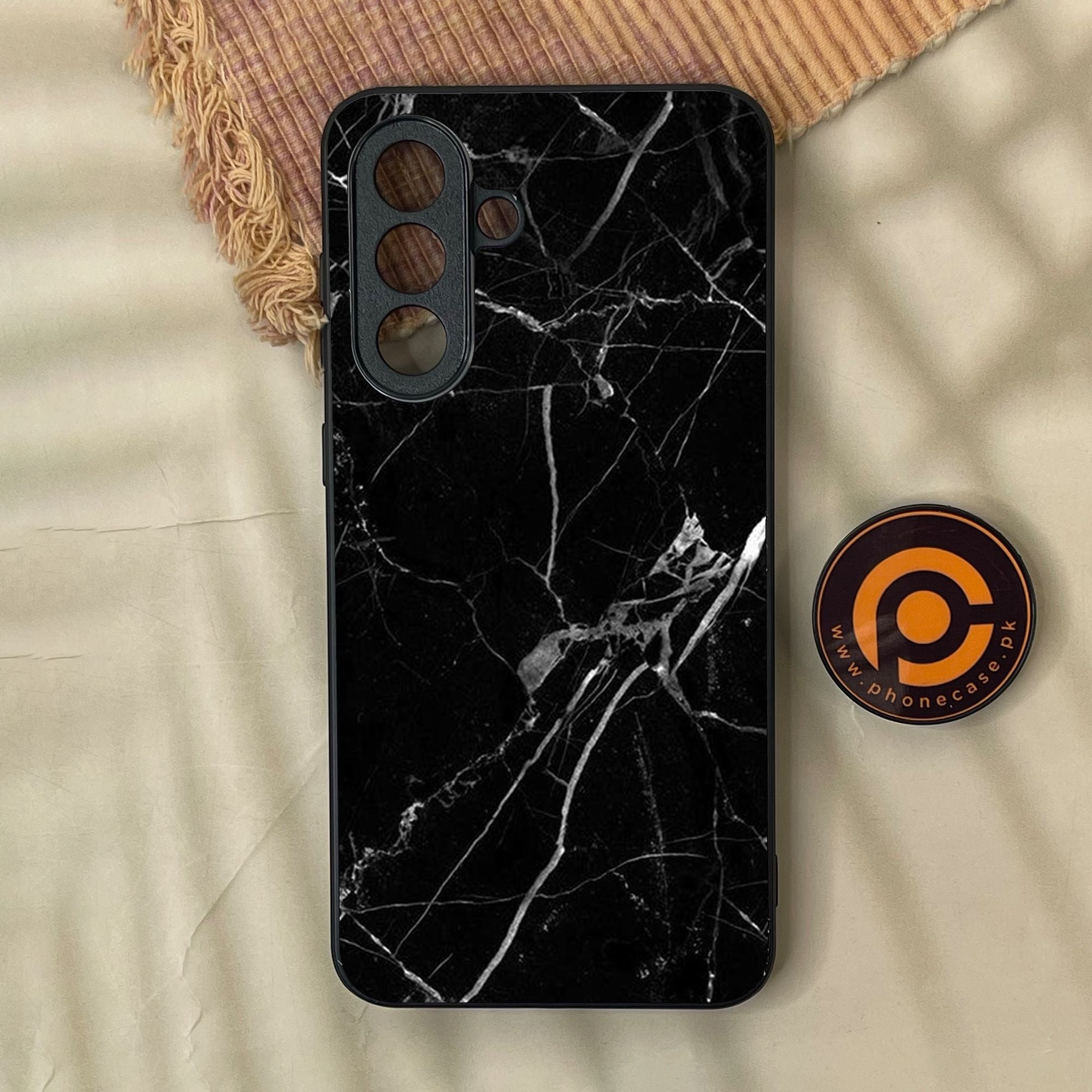 Samsung Galaxy A57 - Black Marble Design 2 - Premium Metal Printed Soft Bumper Shock Proof Case