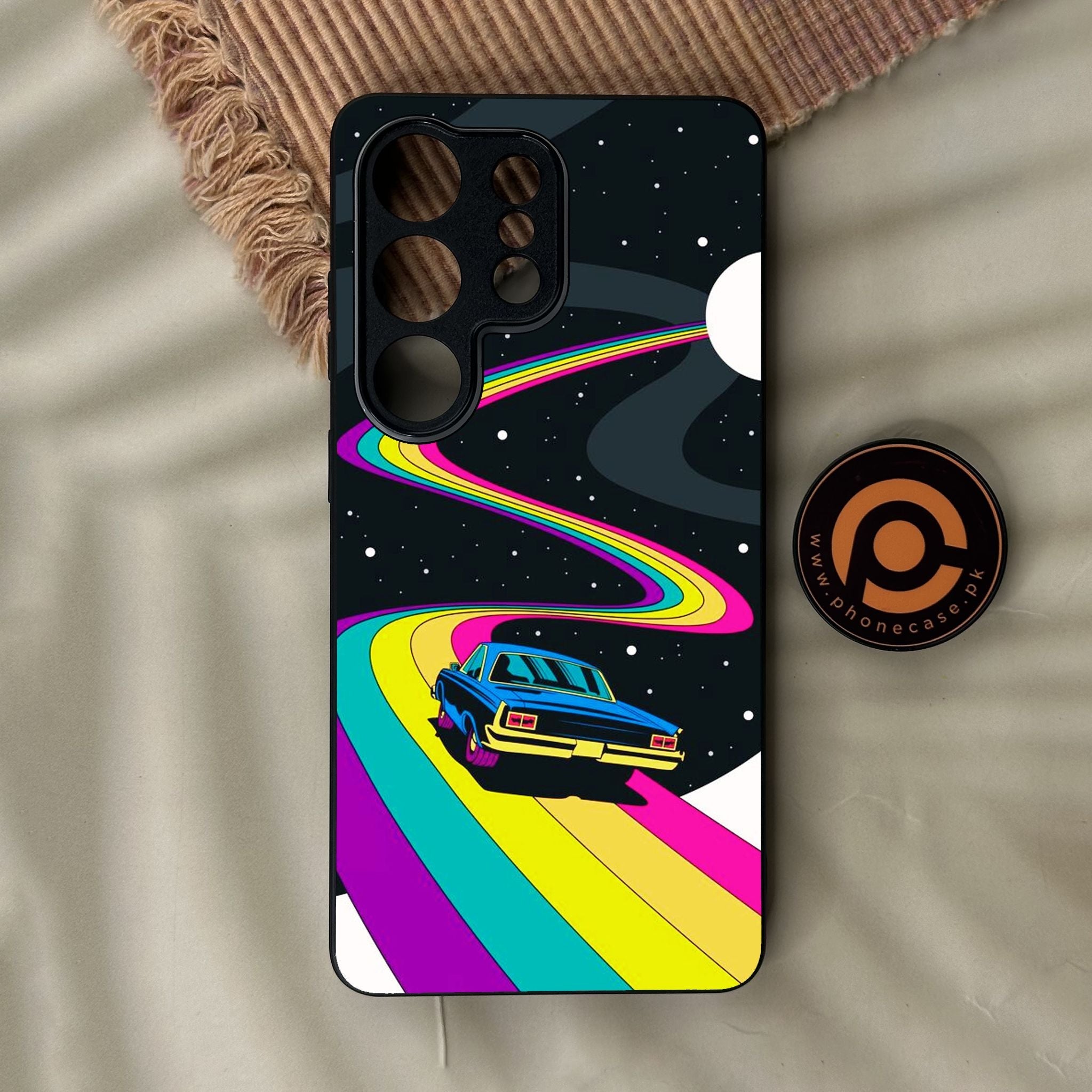Galaxy S26 Ultra - Drive To The Moon - Premium Metal Printed Soft Bumper Shock Proof Case