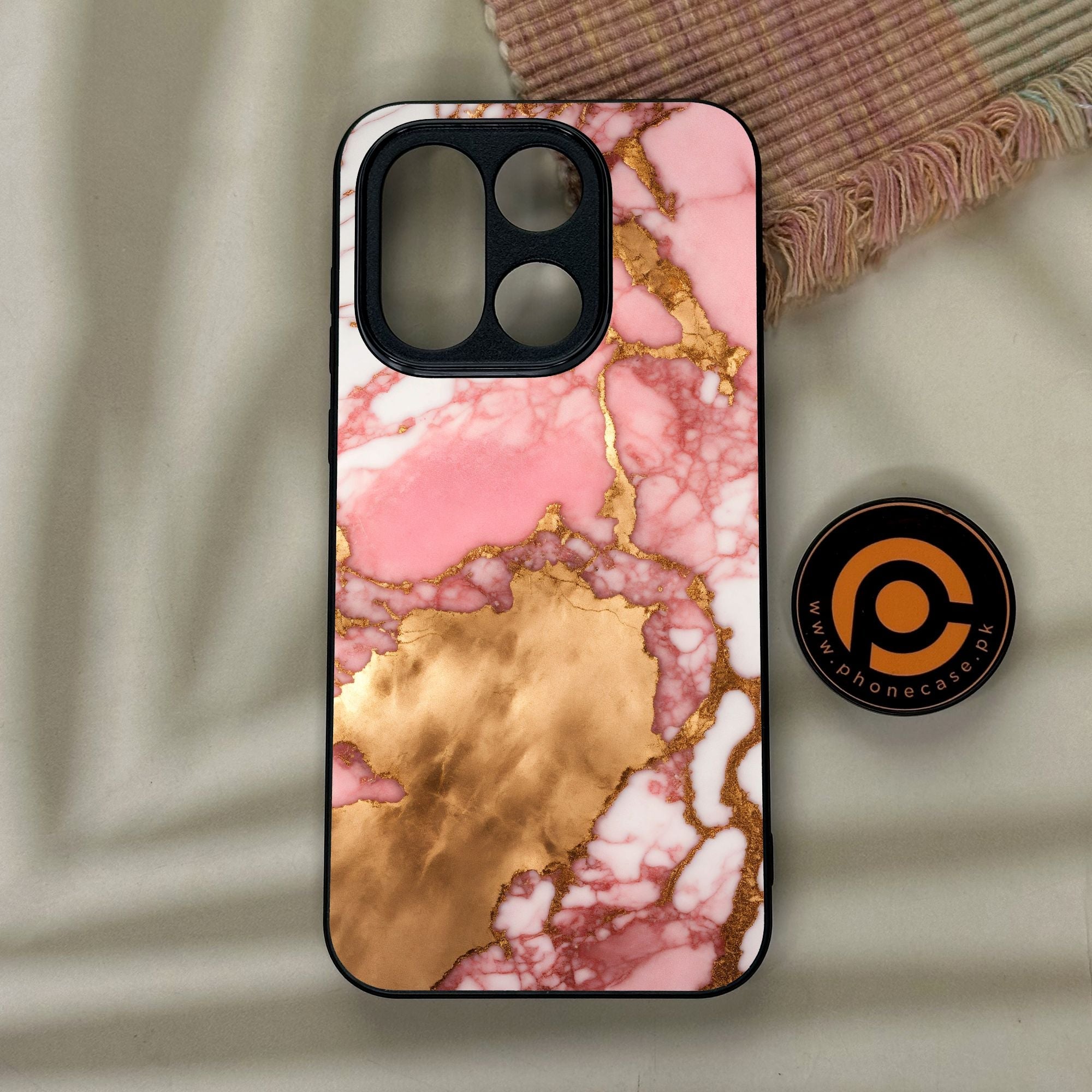 OnePlus 15 - Pink Marble 2.0 Design 7 - Premium Metal Printed Soft Bumper Shock Proof Case