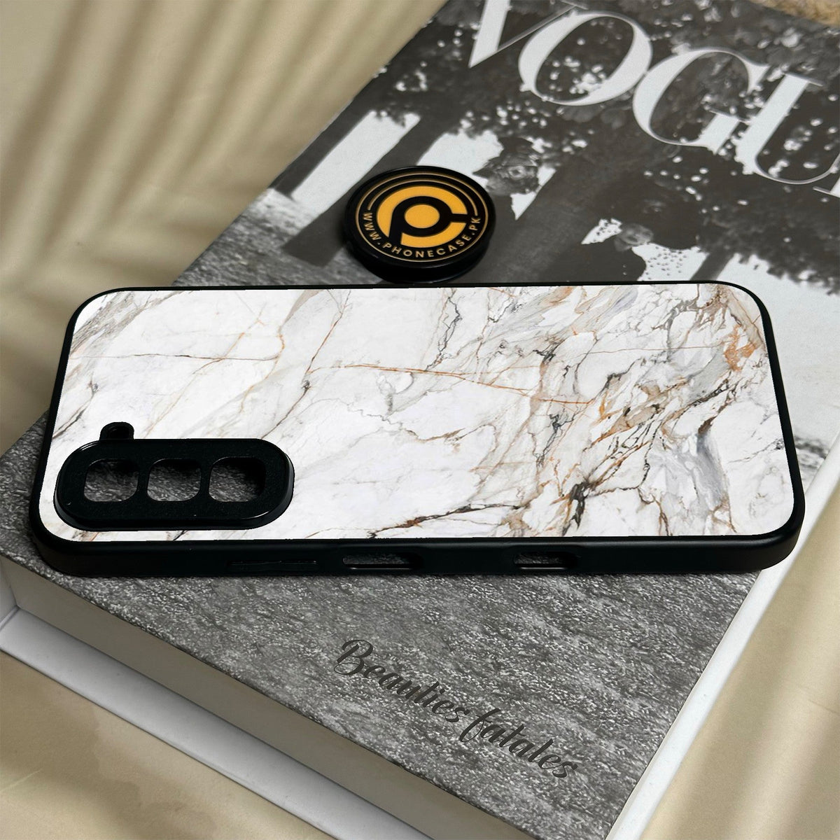 Infinix Hot 70 - White Design 6 - Premium Metal Printed Soft Bumper Shock Proof Case