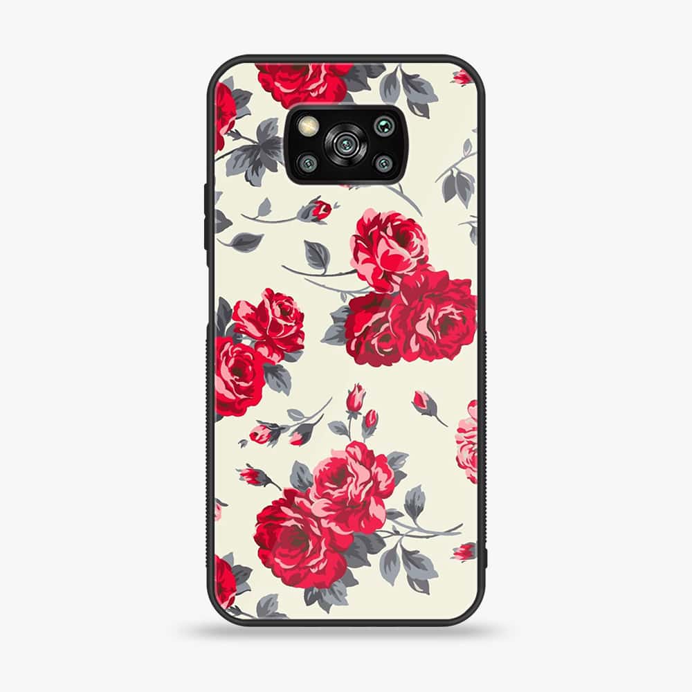 Xiaomi Poco X3 - Floral Series Design 8 - Premium Printed Glass soft Bumper Shock Proof Case