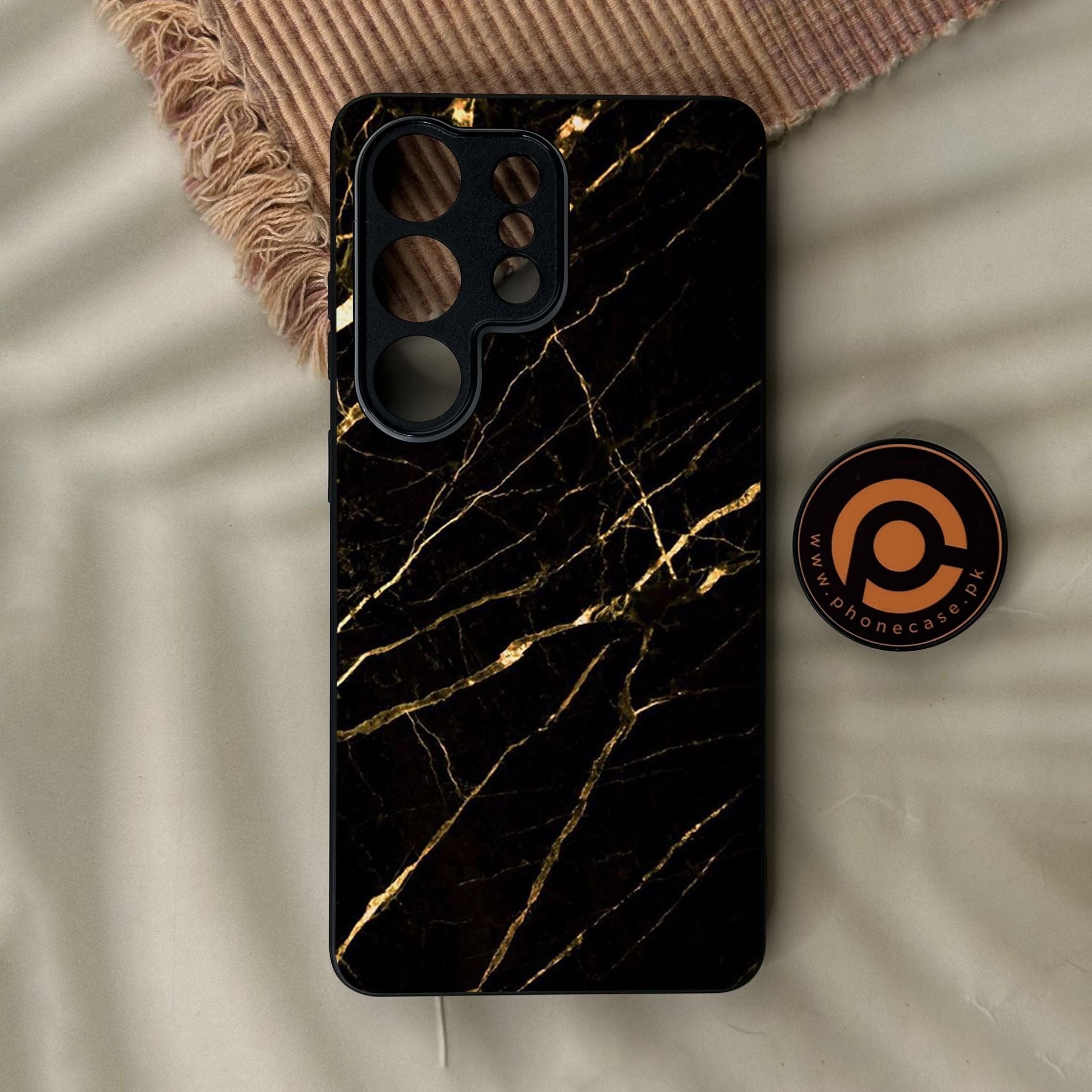 Galaxy S26 Ultra - Black Marble Design 7 - Premium Metal Printed Soft Bumper Shock Proof Case