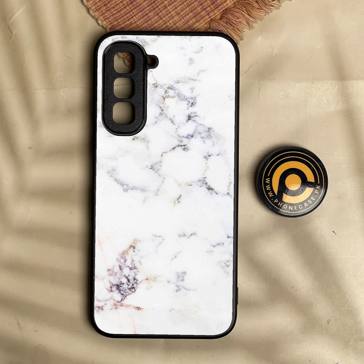Infinix Hot 70 - White Design 3 - Premium Metal Printed Soft Bumper Shock Proof Case