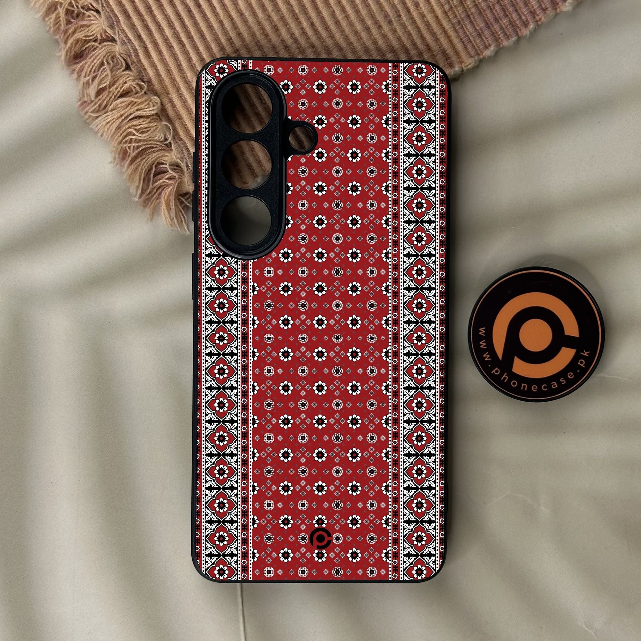 Galaxy S26 - Ajrak Design 12 - Premium Metal Printed Soft Bumper Shock Proof Case
