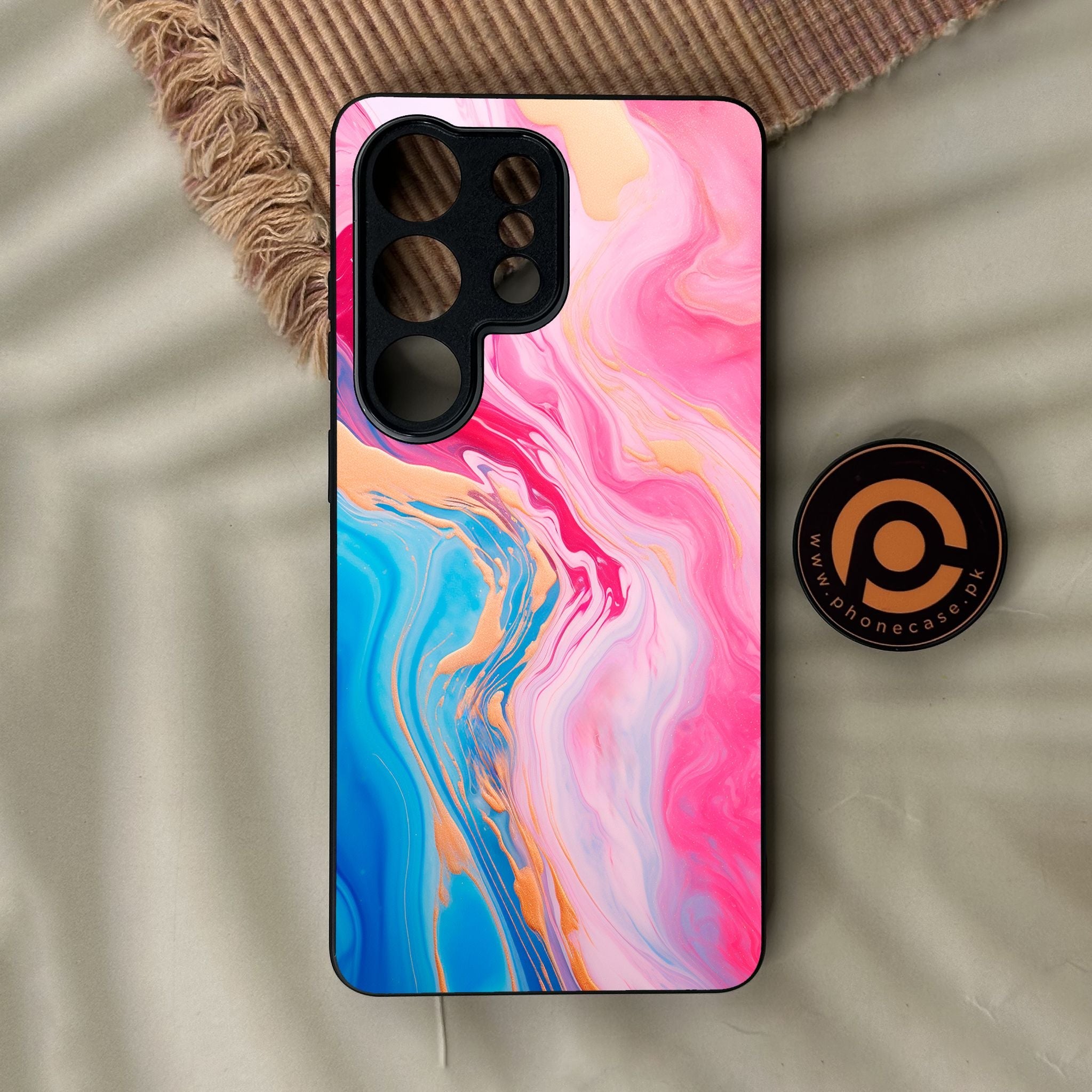 Galaxy S26 Ultra - Pink Marble 2.0 Design 3 - Premium Metal Printed Soft Bumper Shock Proof Case