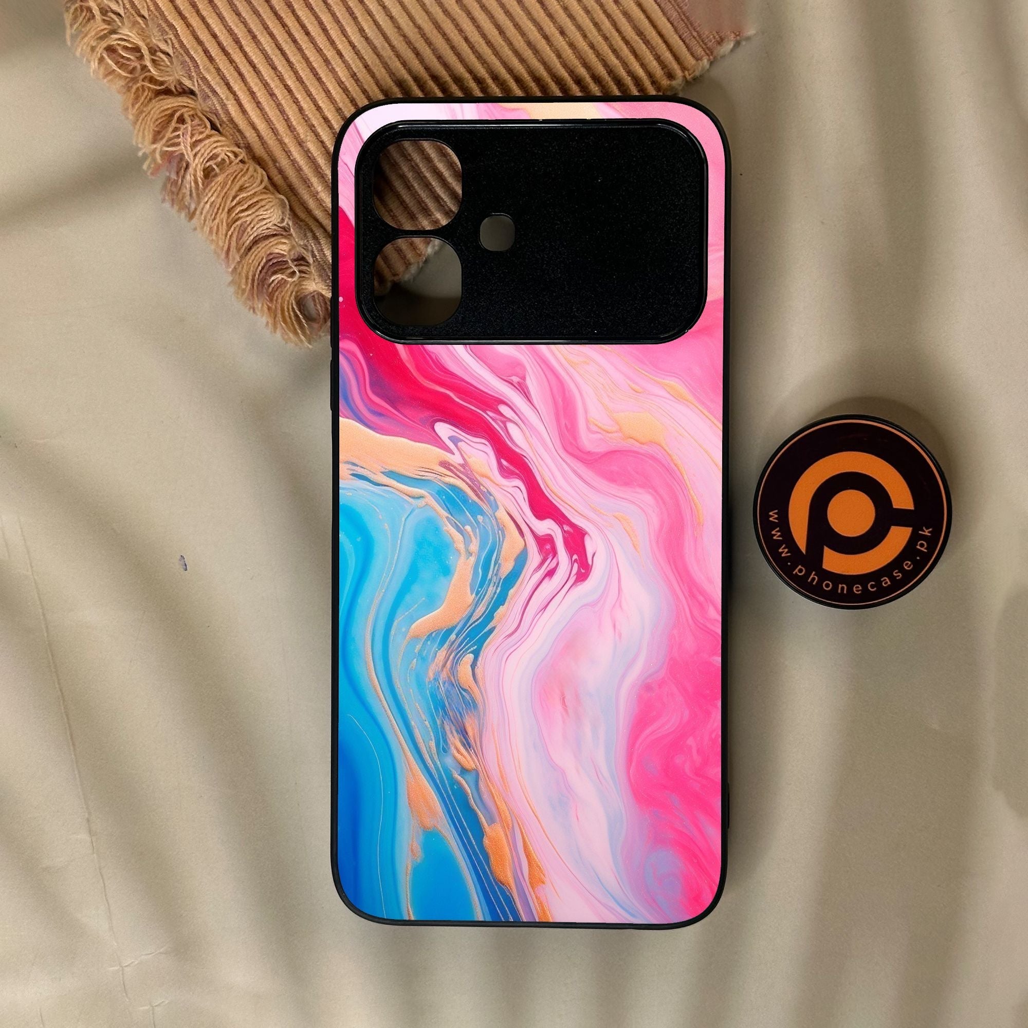 Infinix Smart 20 - Pink Marble 2.0 Design 3 - Premium Metal Printed Soft Bumper Shock Proof Case