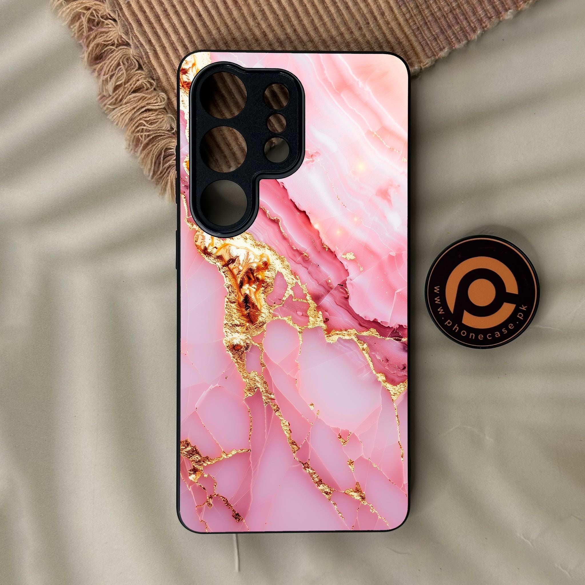 Galaxy S26 Ultra - Pink Marble 2.0 Design 6 - Premium Metal Printed Soft Bumper Shock Proof Case