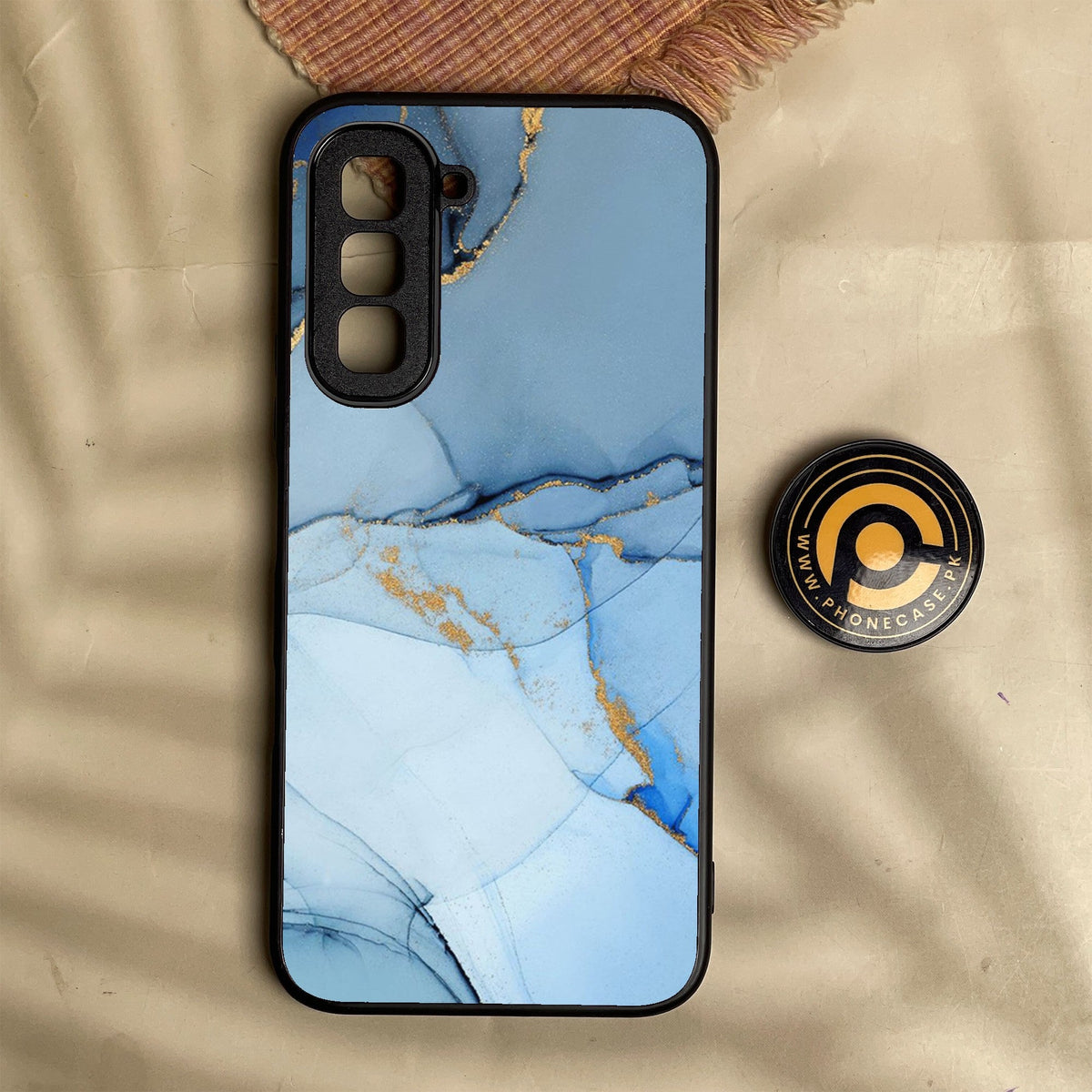 Infinix Hot 70 - Blue Marble Design 8 - Premium Metal Printed Soft Bumper Shock Proof Case