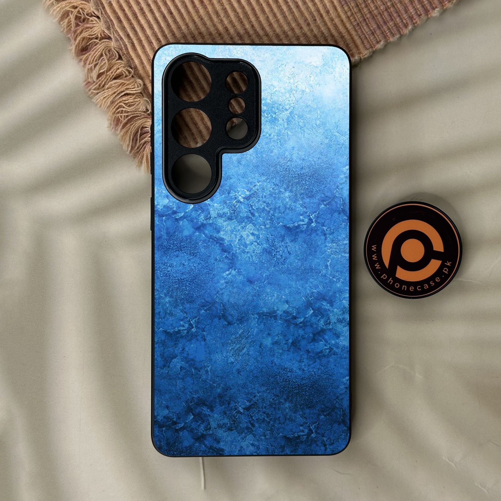 Galaxy S26 Ultra - Blue Marble Design 2 - Premium Metal Printed Soft Bumper Shock Proof Case