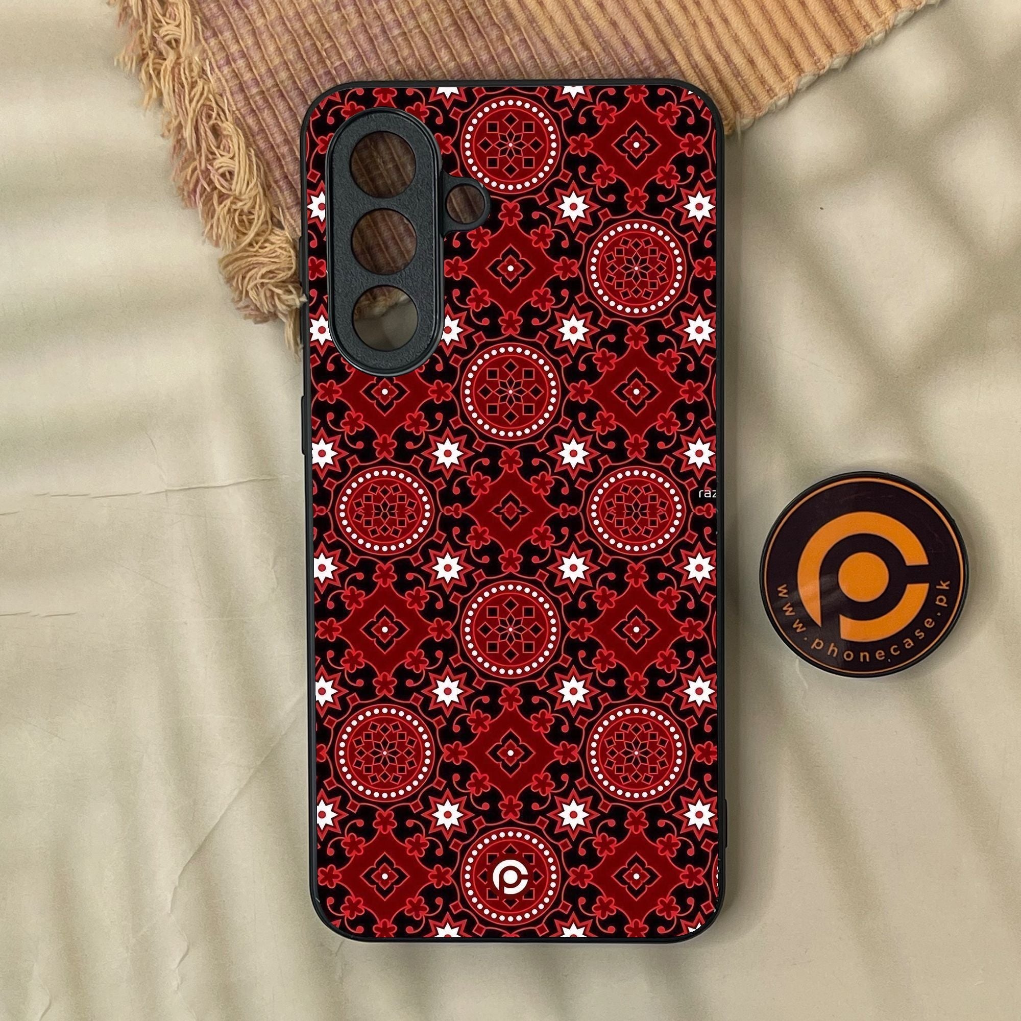 Samsung Galaxy A37 - Ajrak Design 6 - Premium Metal Printed Soft Bumper Shock Proof Case