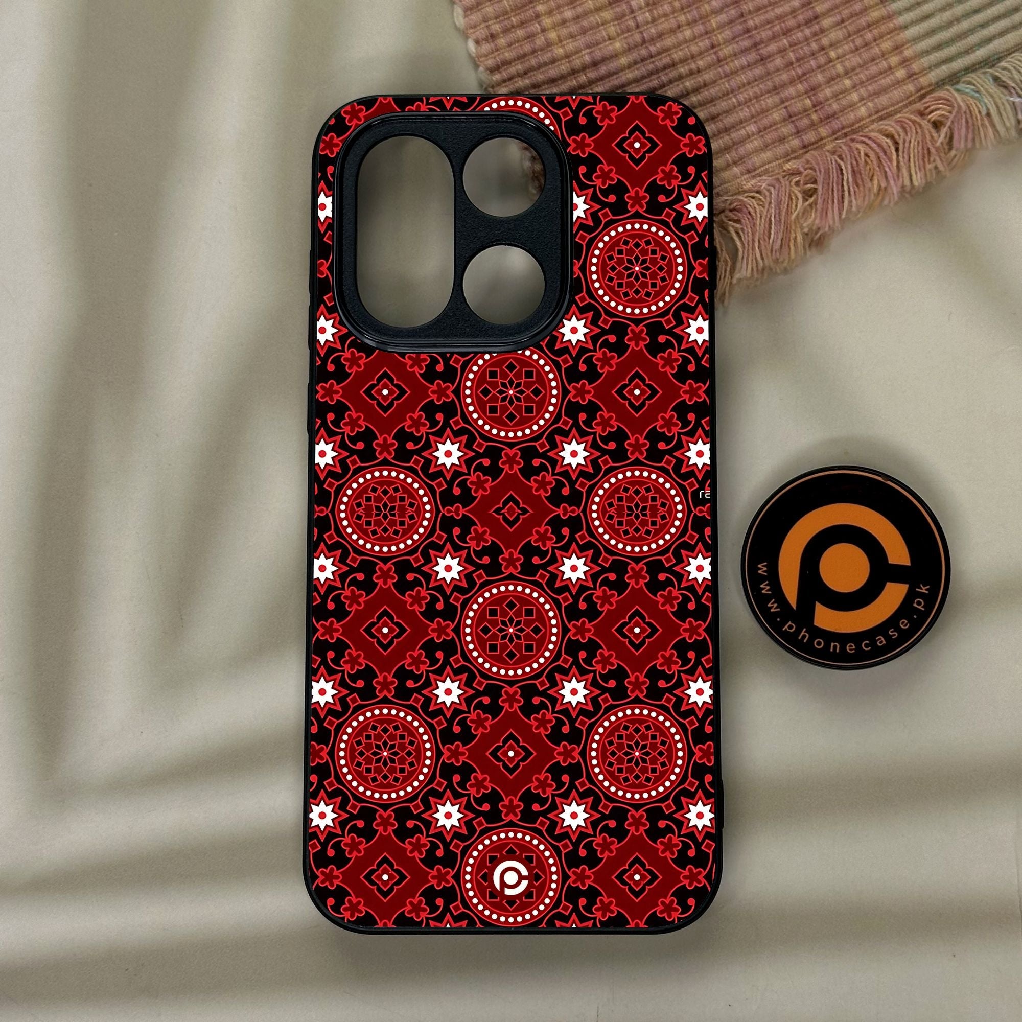 OnePlus 15 - Ajrak Design 6 - Premium Metal Printed Soft Bumper Shock Proof Case