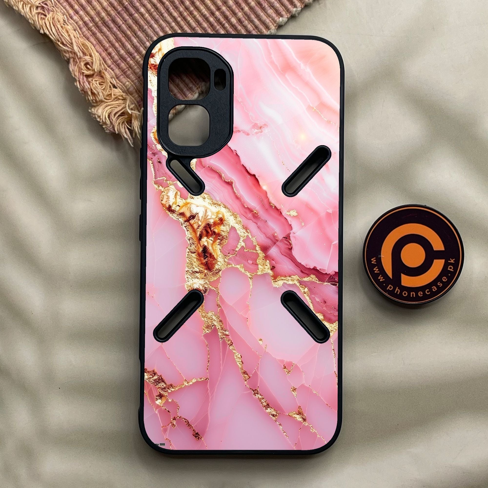 Infinix GT 50 Pro - Pink Marble 2.0 Design 6 - Premium Metal Printed Soft Bumper Shock Proof Case