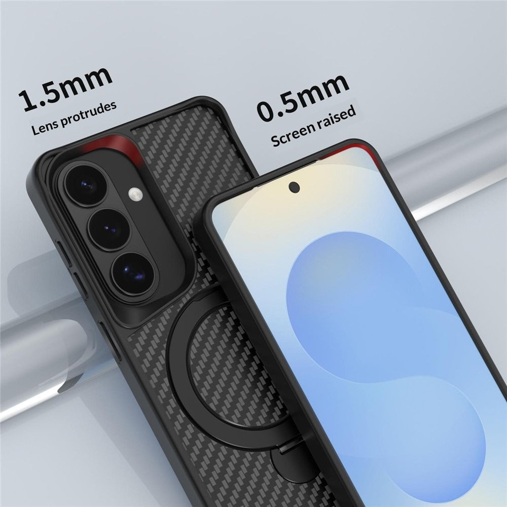 Galaxy S26 - Platinum MagLuxe Magnetic Case with 360° Rotating Ring Stand