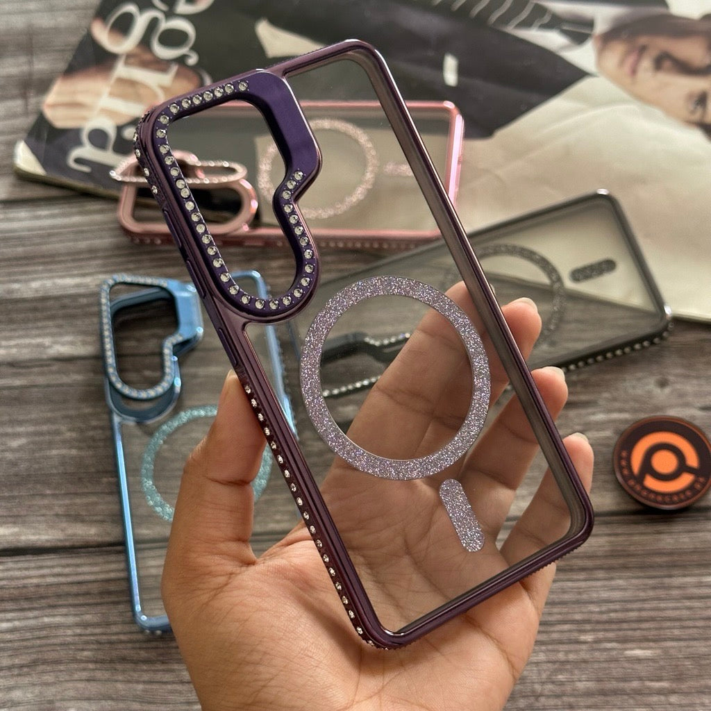 Galaxy S26 - Bling Magnetic Glitter Cover with Rhinestone Folding Lens Stand